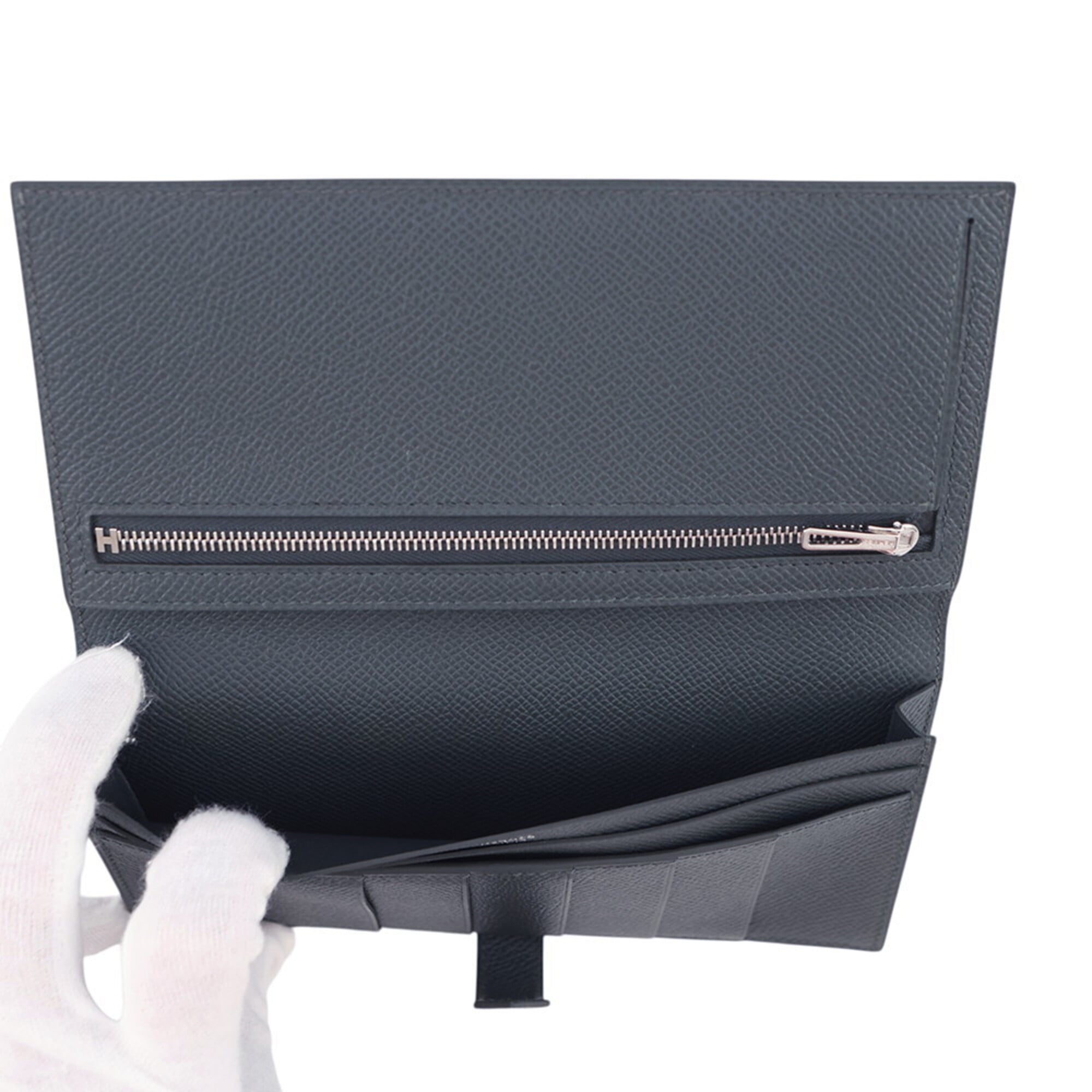 Hermes Gray Epsom Leather Long Wallet (Bi-Fold) (Pre-Owned)