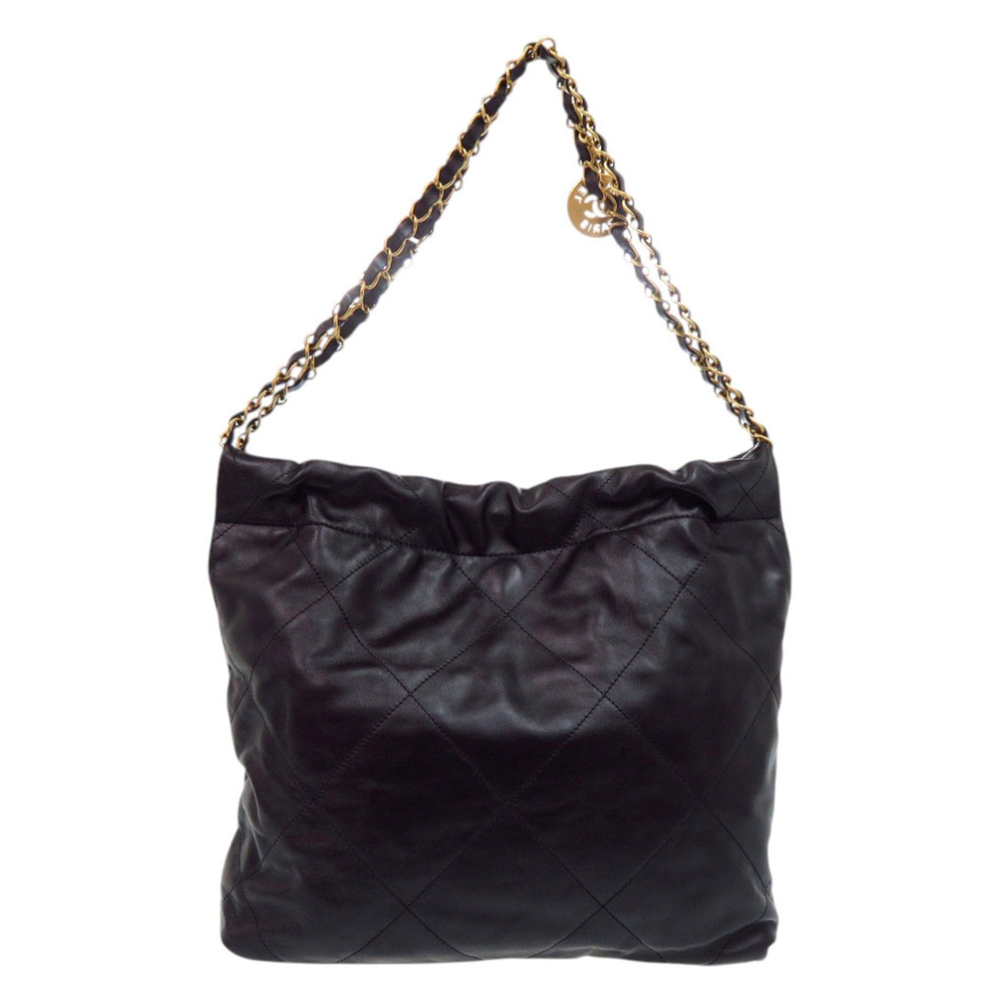 Chanel Black Leather Pouch Shoulder Bag (Pre-Owned)