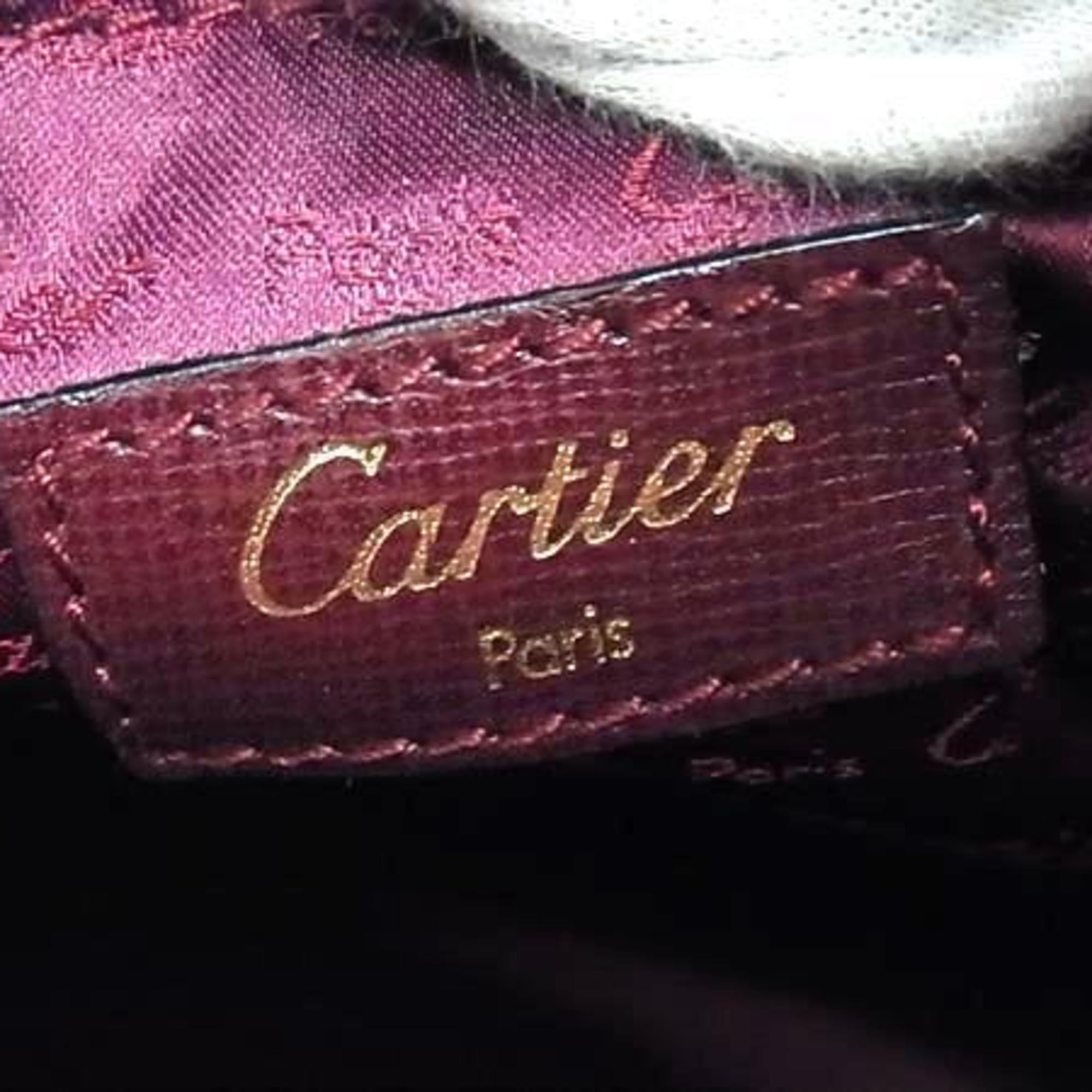 Cartier Bordeaux Leather Handbag Shoulder Bag Tote Bag (Pre-Owned)