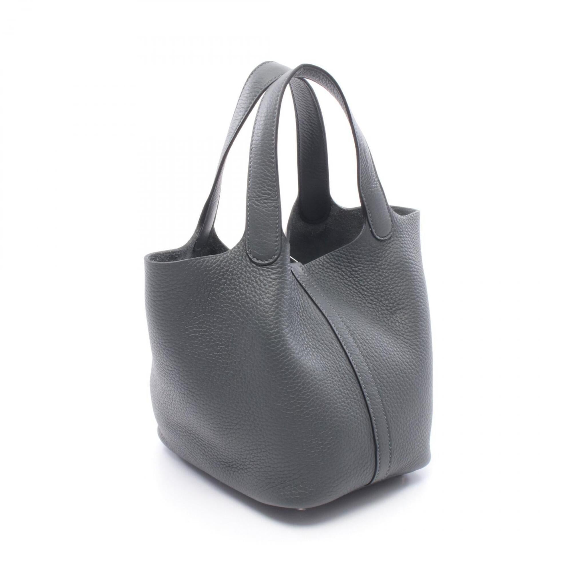 Hermes Gray Taurillon Clemence Leather Handbag (Pre-Owned)