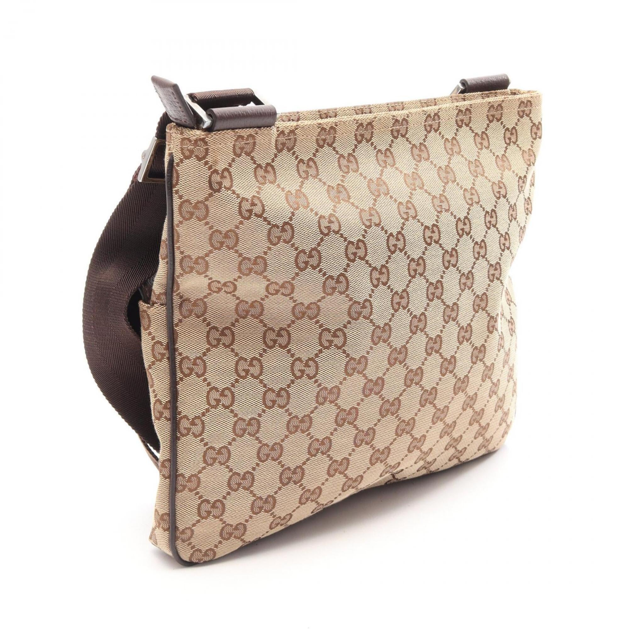 Gucci Beige Brown Canvas Leather Handbag Shoulder Bag (Pre-Owned)
