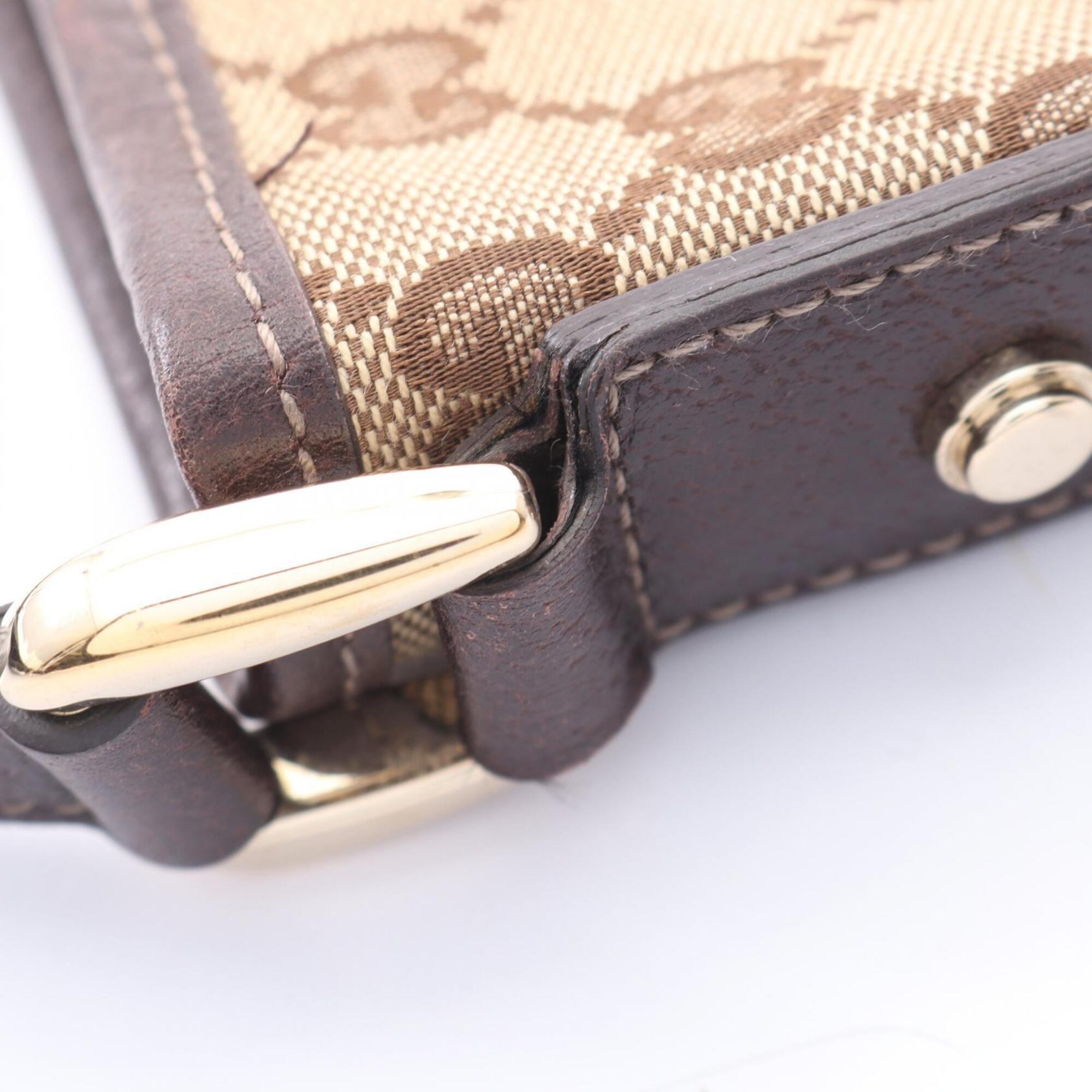 Gucci Beige Brown Canvas Leather Handbag Shoulder Bag (Pre-Owned)