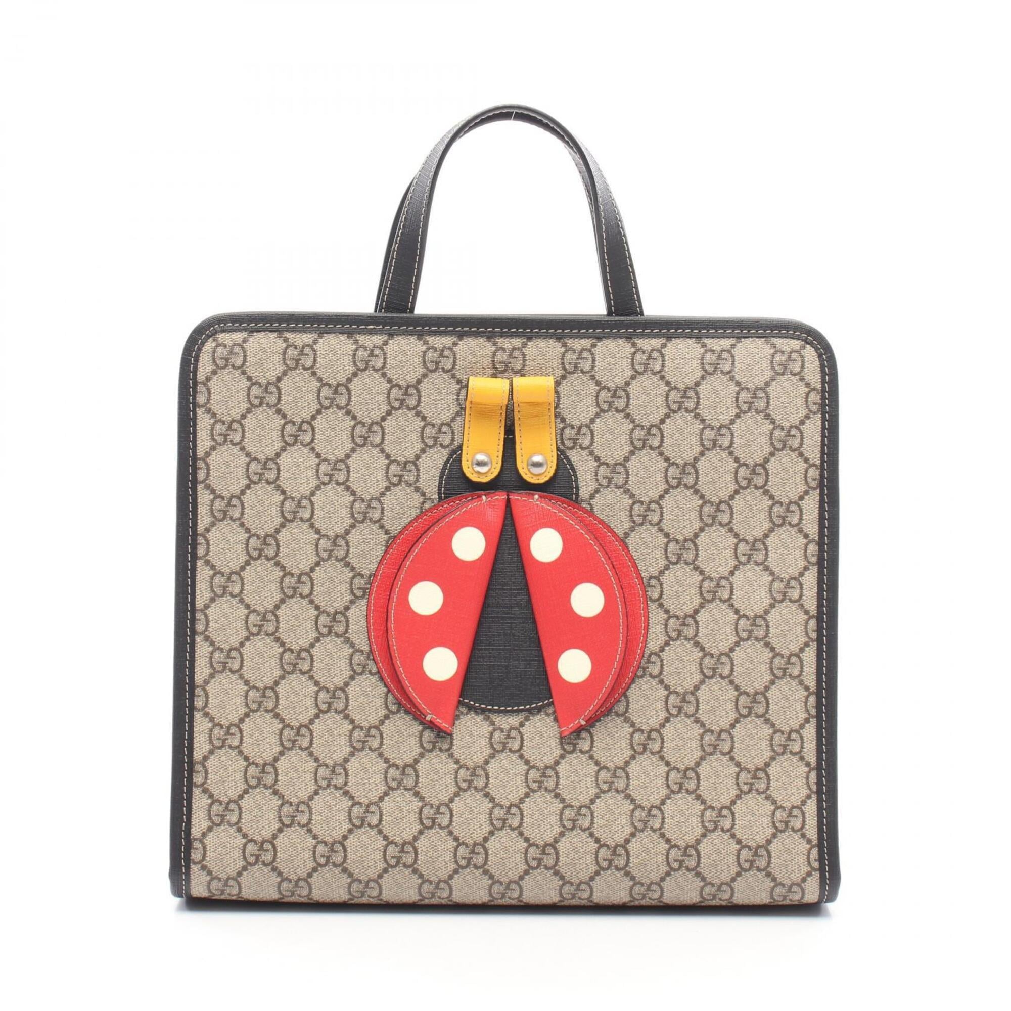 Gucci Beige Multi-Color Pvc Coated Canvas Leather Tote Bag (Pre-Owned)