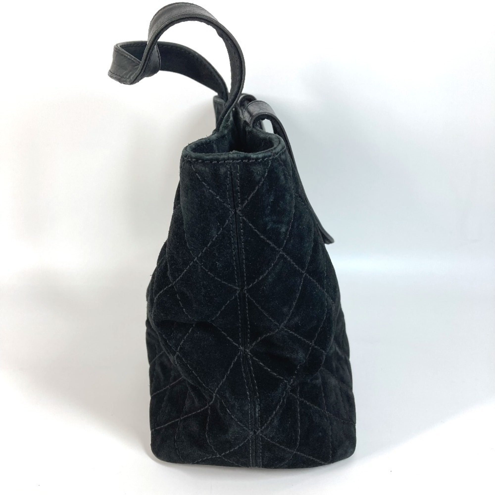 Chanel Black Suede Shoulder Bag Tote Bag (Pre-Owned)