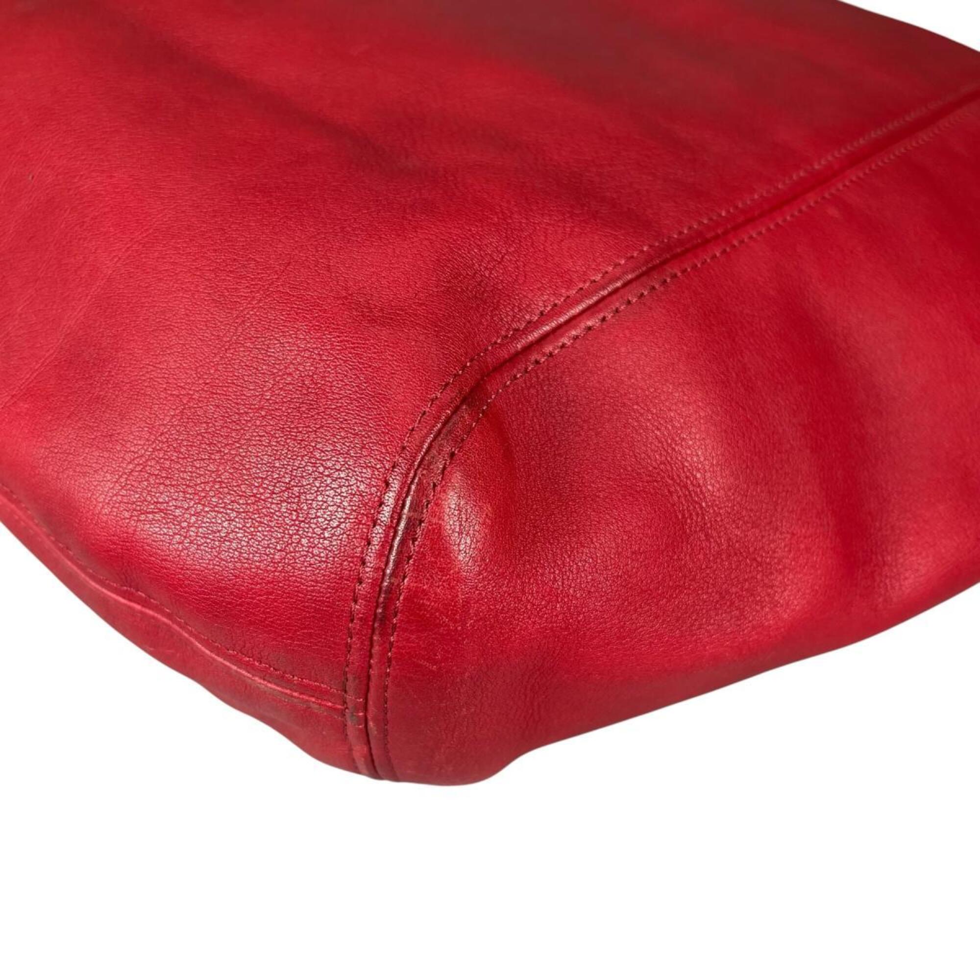 Coach Red Color Leather Handbag Tote Bag (Pre-Owned)