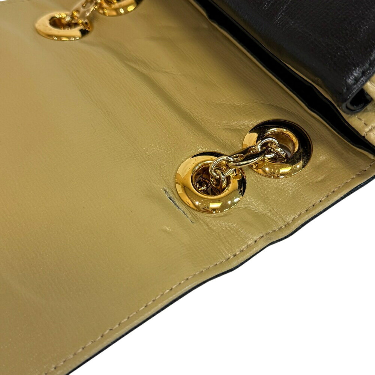 Gucci Beige Black Leather Handbag Shoulder Bag (Pre-Owned)
