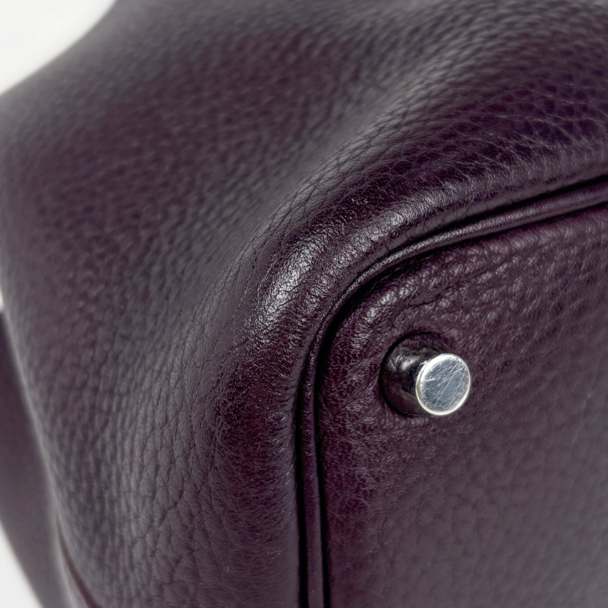 Hermes Raisin Taurillon Clemence Leather Handbag (Pre-Owned)
