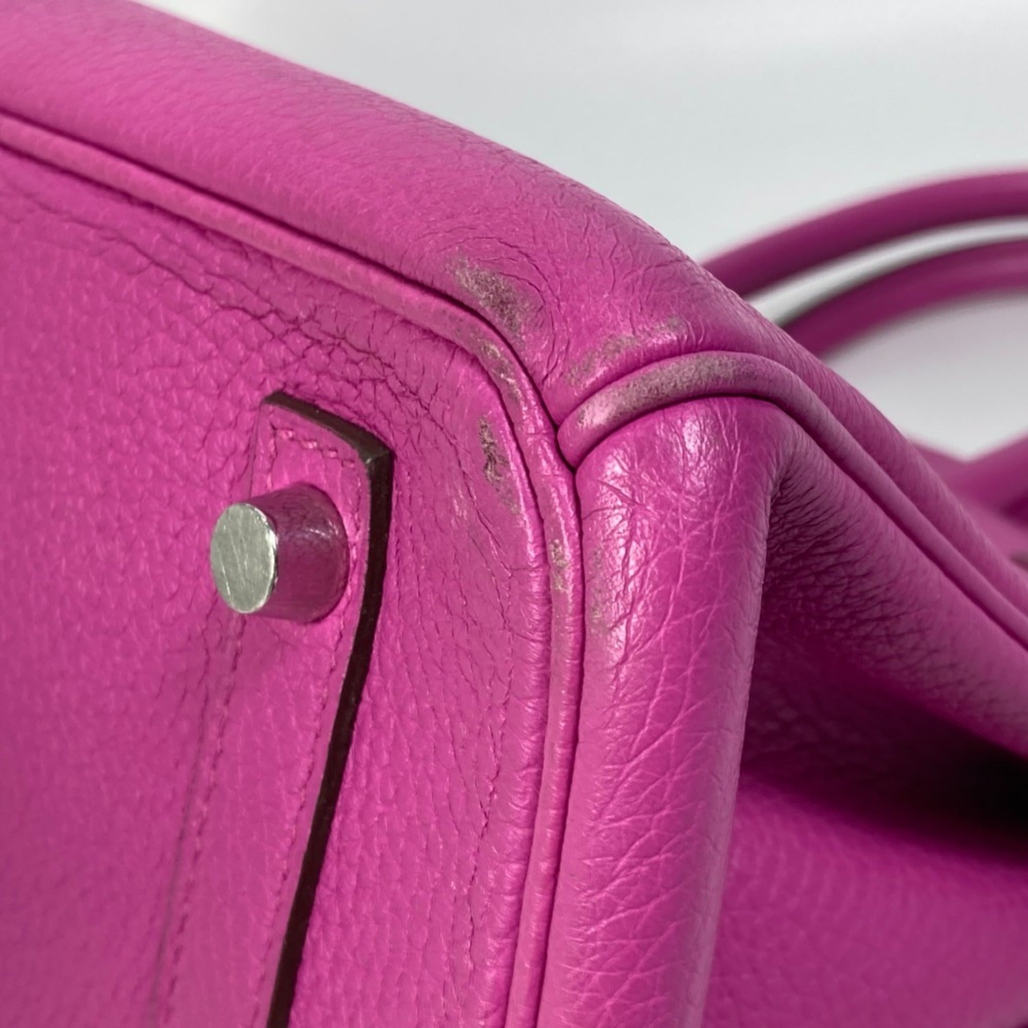 Hermes Birkin Pink Taurillon Clemence Leather Handbag Tote Bag (Pre-Owned)