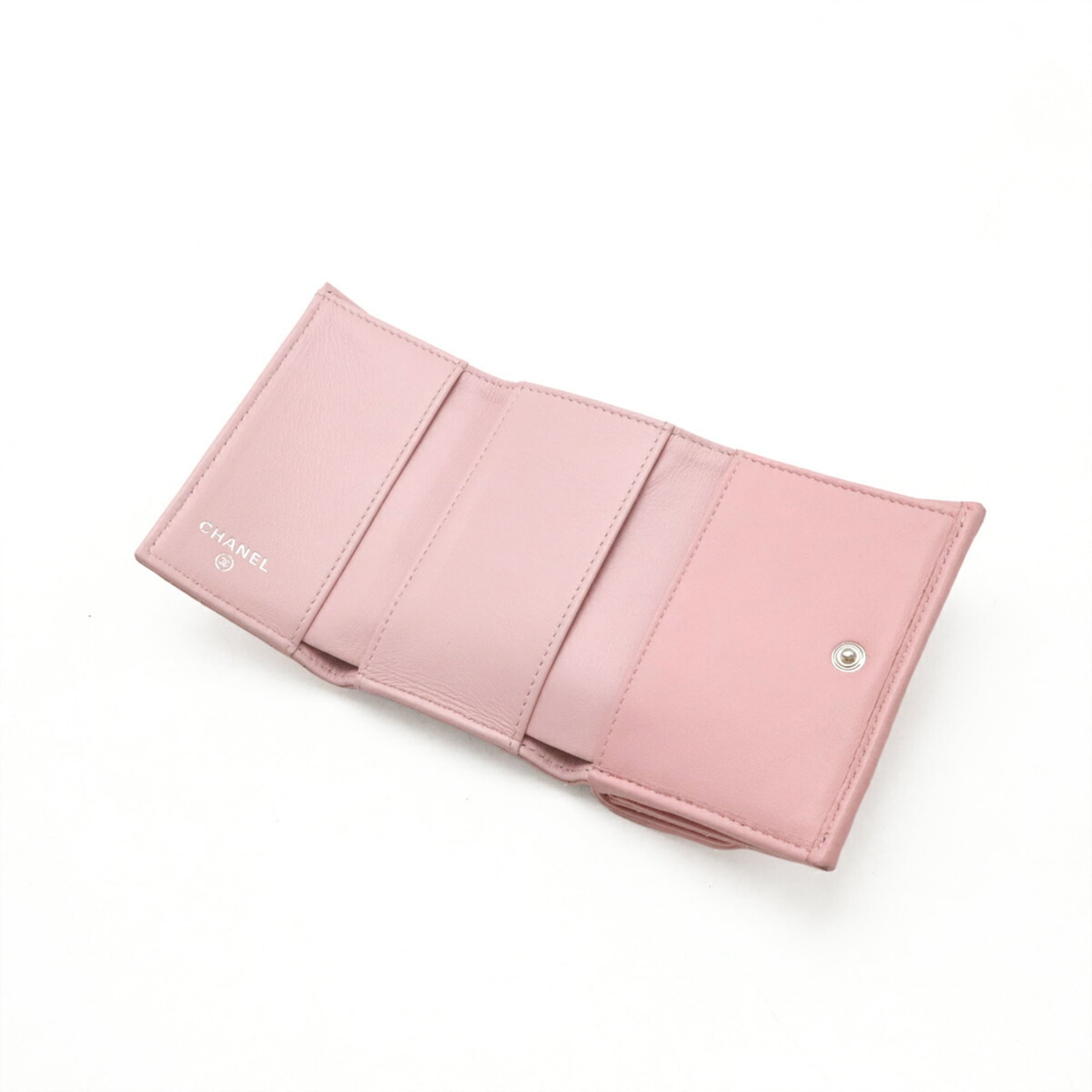 Chanel Pink Leather Wallet (Tri-Fold) (Pre-Owned)