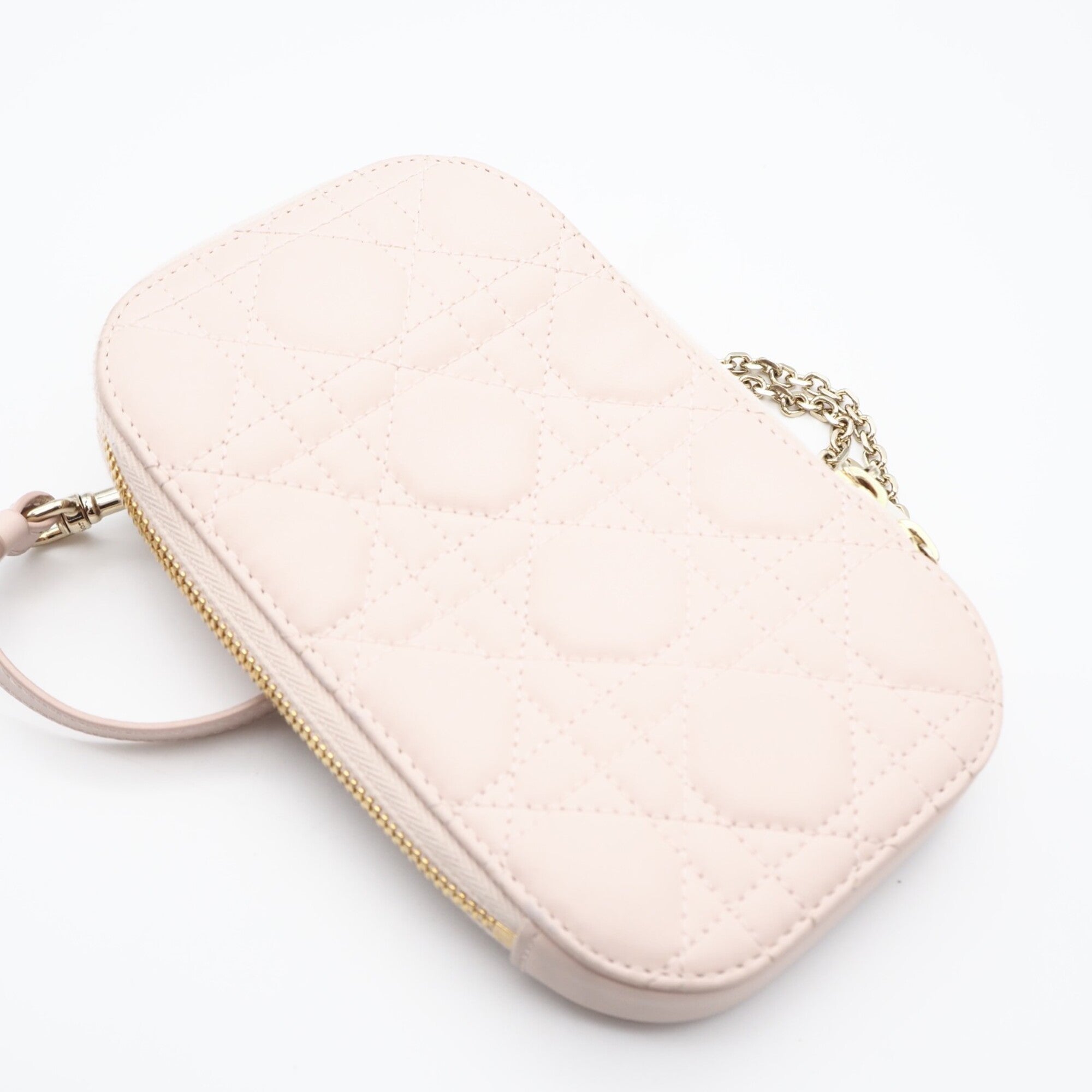 Christian Dior Lady Dior Pink Beige Leather Shoulder Bag (Pre-Owned)