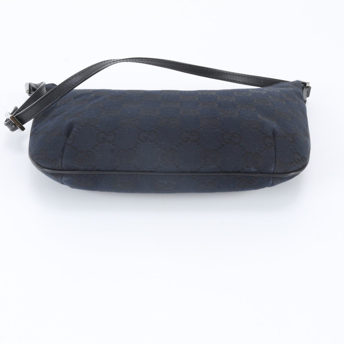 Gucci Black Navy Leather Canvas Handbag Shoulder Bag (Pre-Owned)