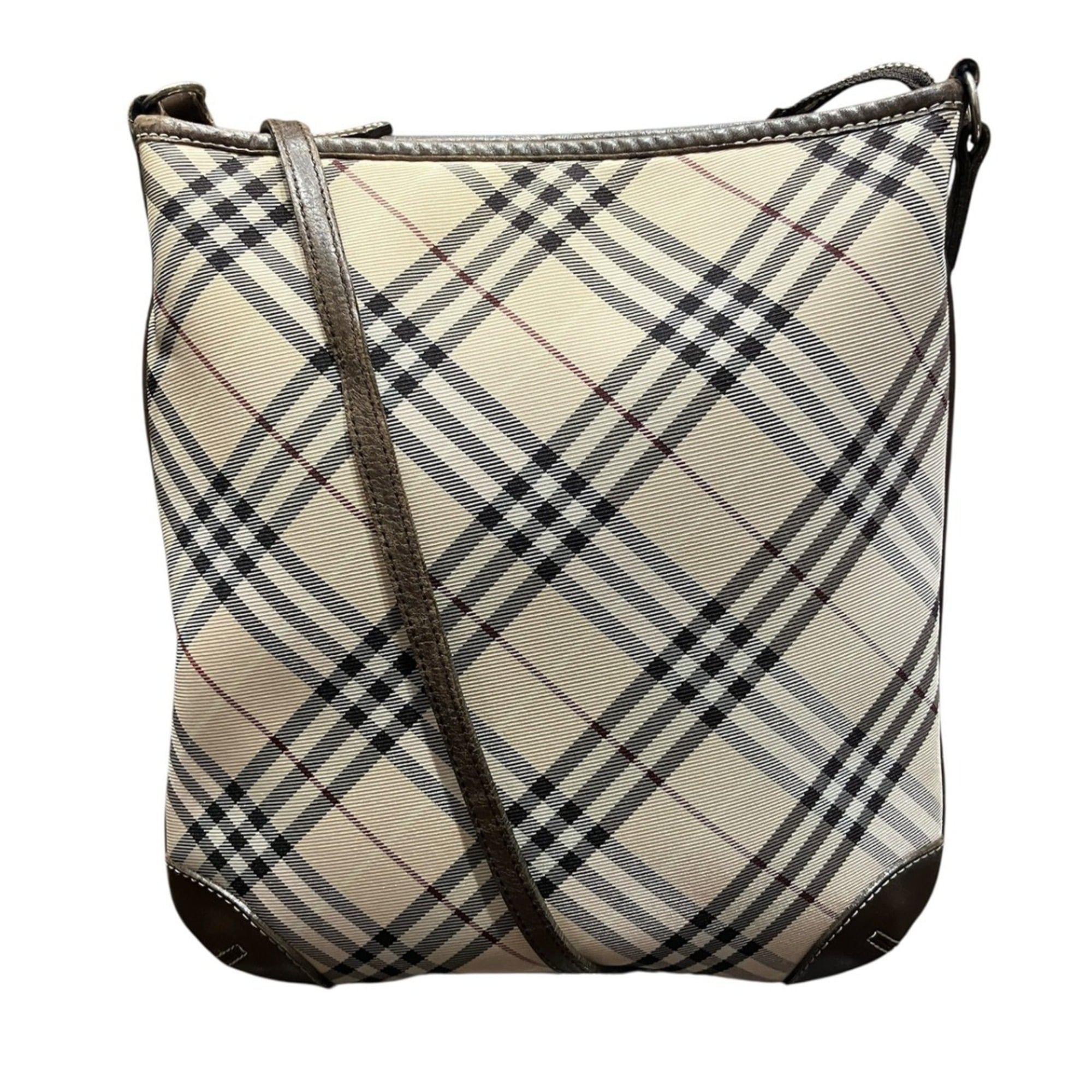 Burberry Brown Canvas Leather Shoulder Bag (Pre-Owned)