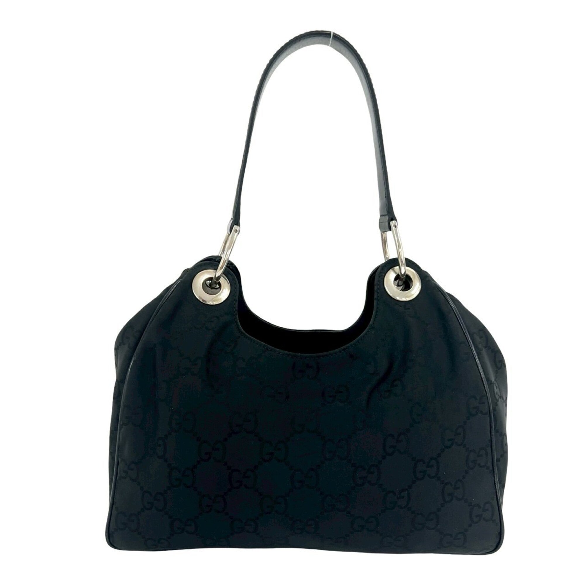 Gucci Black Nylon Leather Handbag Shoulder Bag (Pre-Owned)