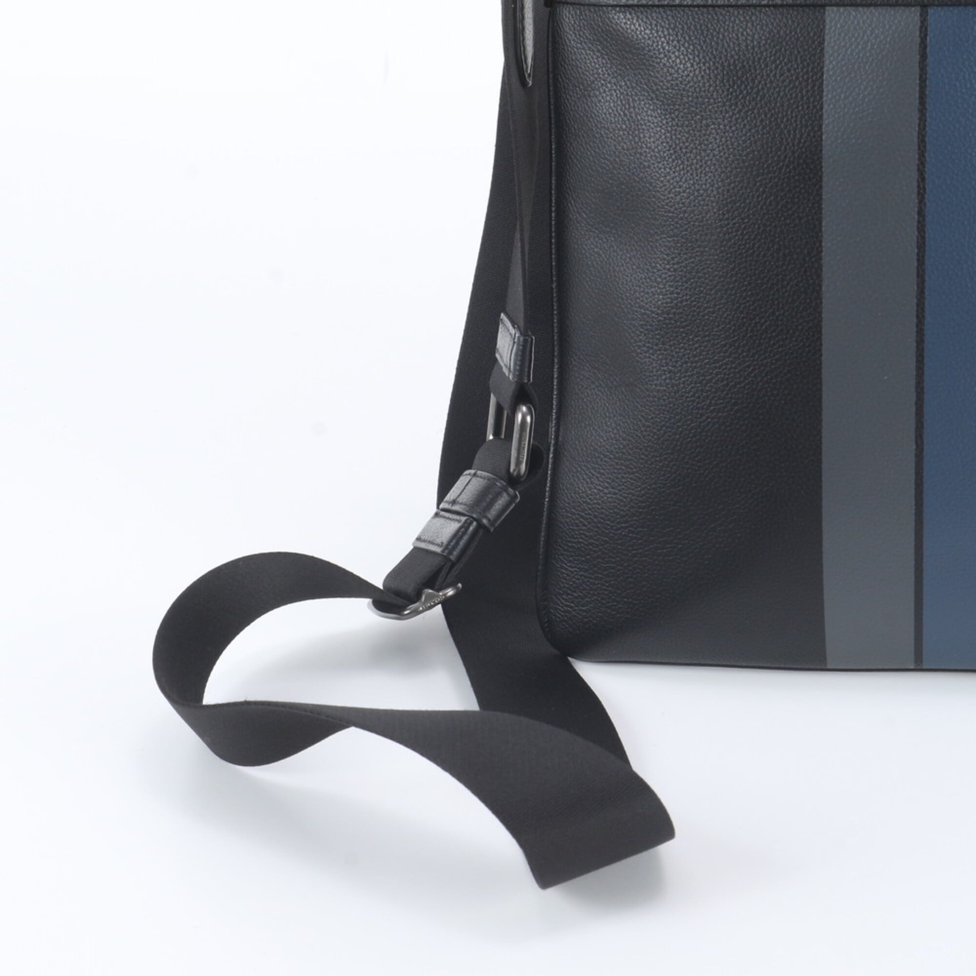 Coach Black Navy Leather Messenger Bag Shoulder Bag Tote Bag (Pre-Owned)