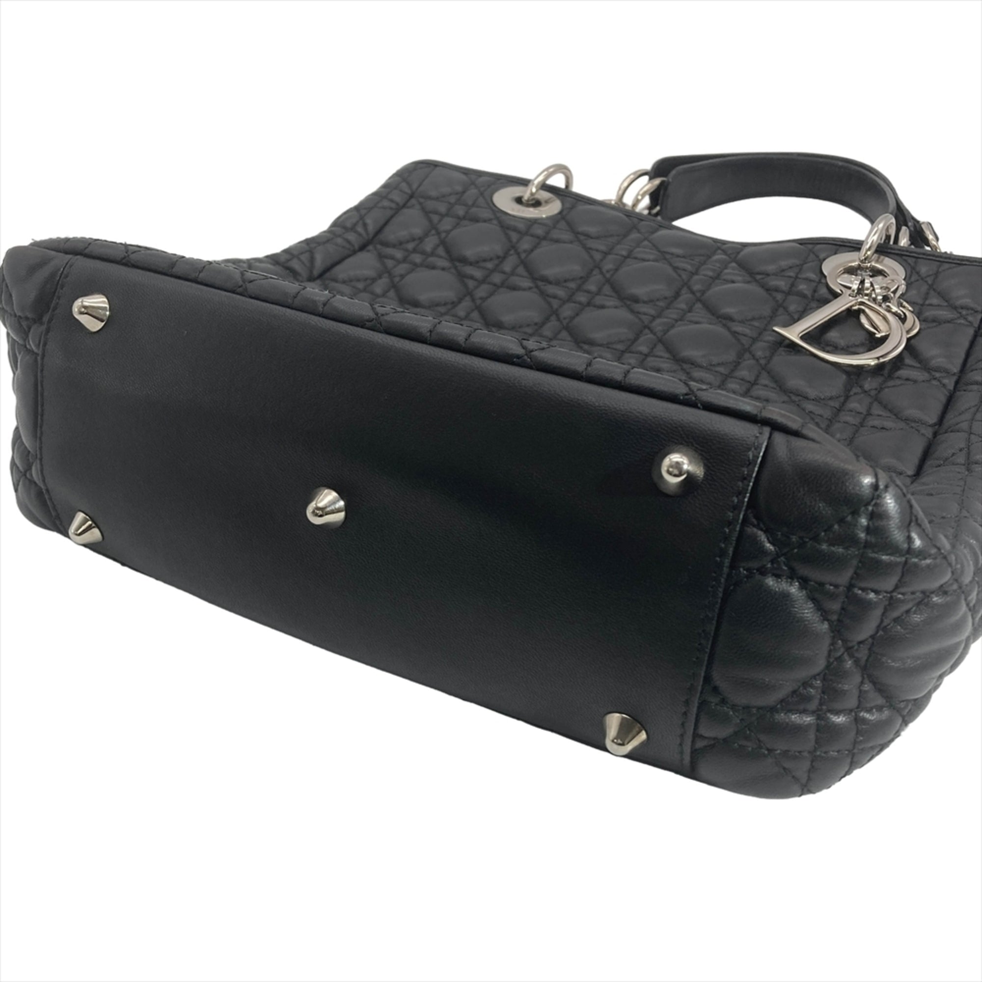 Christian Dior Black Leather Handbag Tote Bag (Pre-Owned)