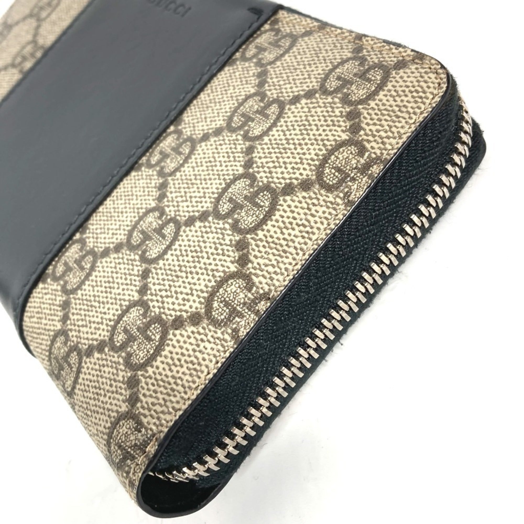 Gucci Beige Black Pvc Leather Long Wallet (Bi-Fold) (Pre-Owned)