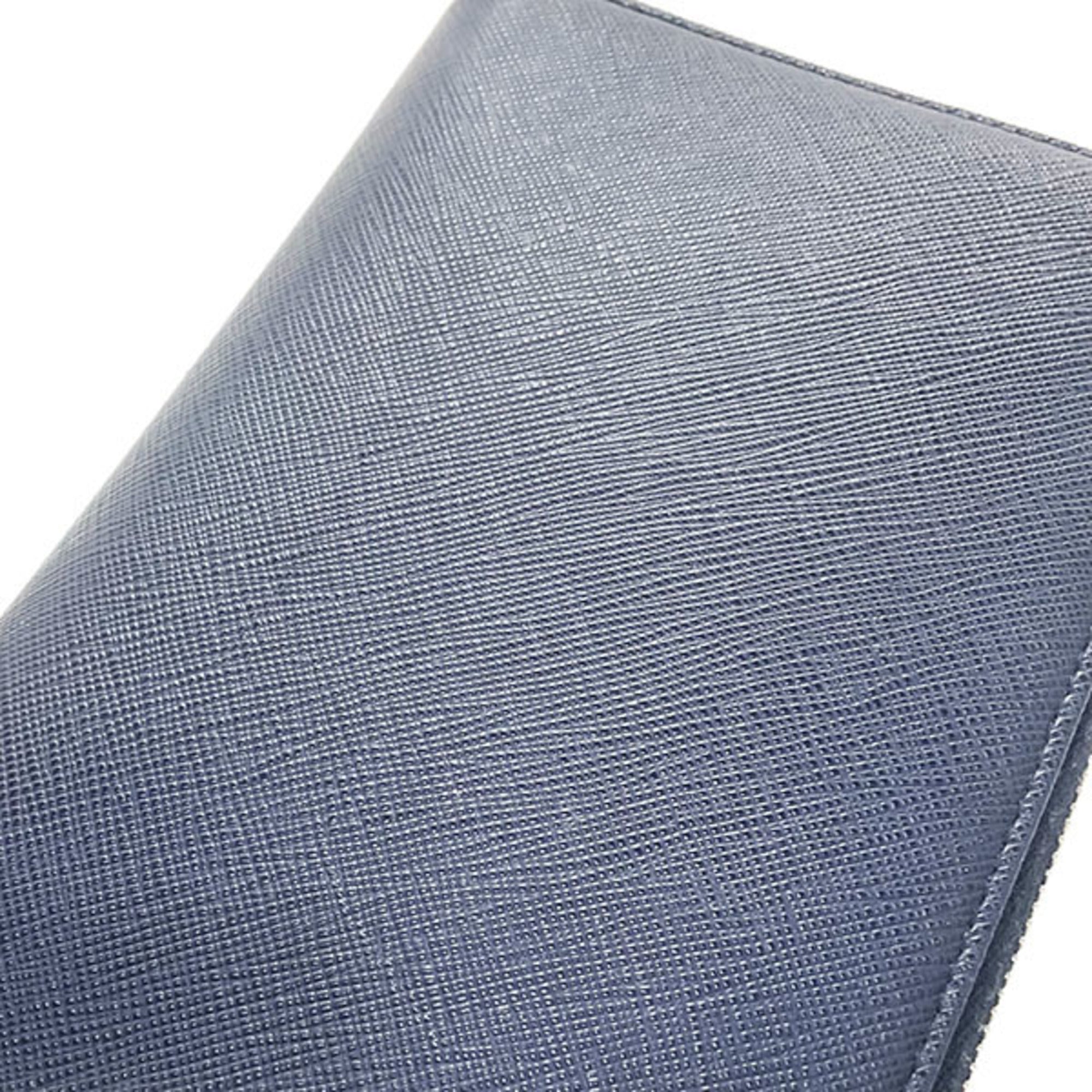Prada Navy Leather Long Wallet (Bi-Fold) (Pre-Owned)