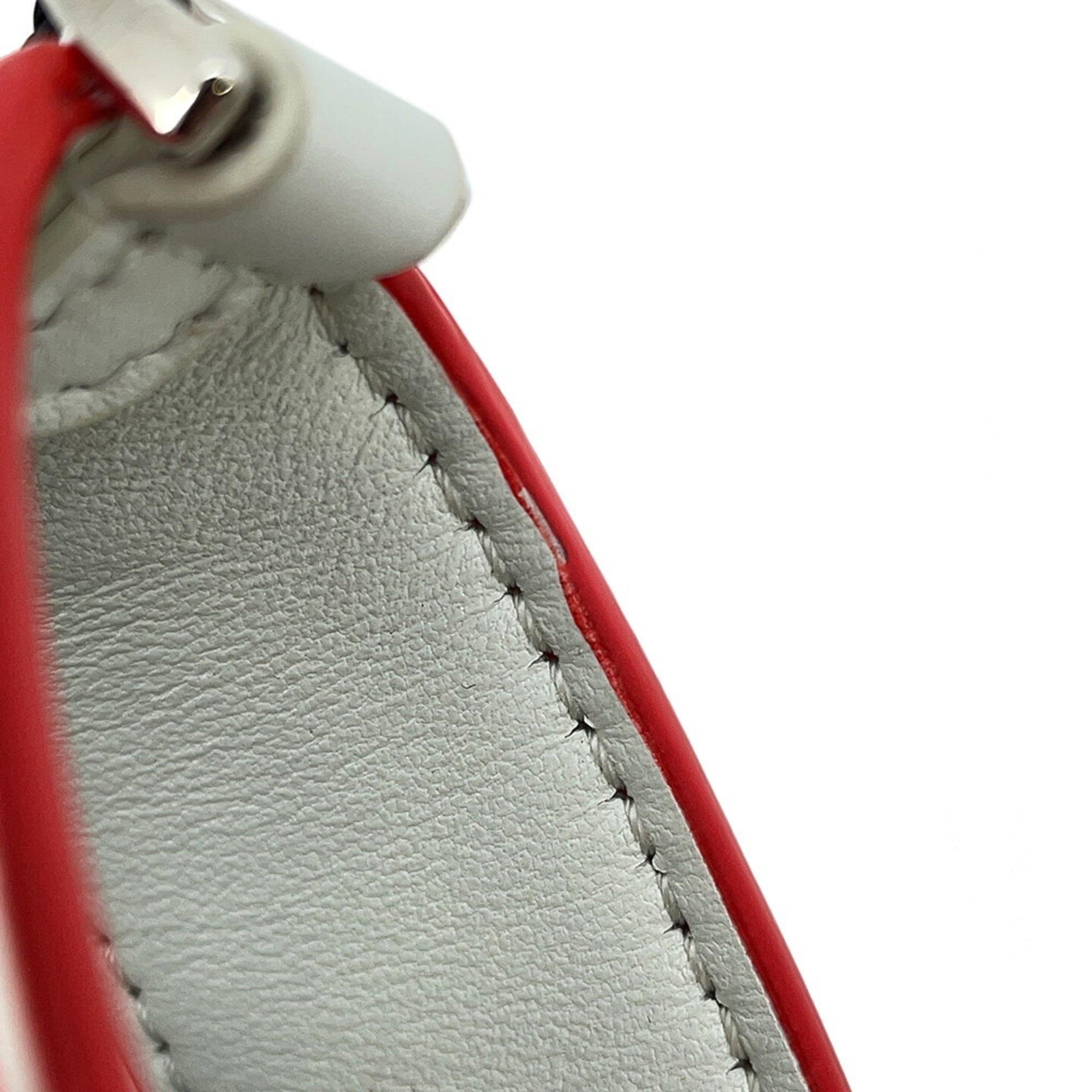Fendi Red Color White Leather Handbag Shoulder Bag (Pre-Owned)