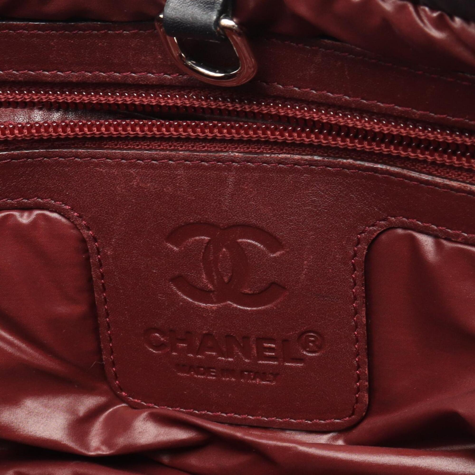 Chanel Black Nylon Leather Handbag Tote Bag (Pre-Owned)