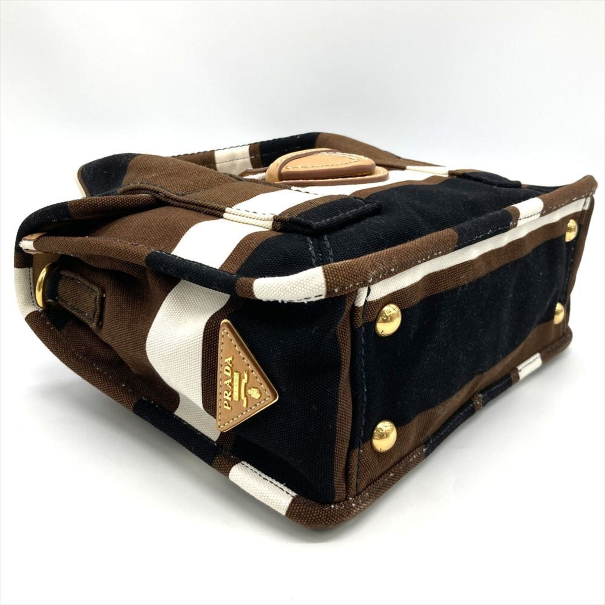 Prada Brown Multi-Color Canvas Handbag (Pre-Owned)