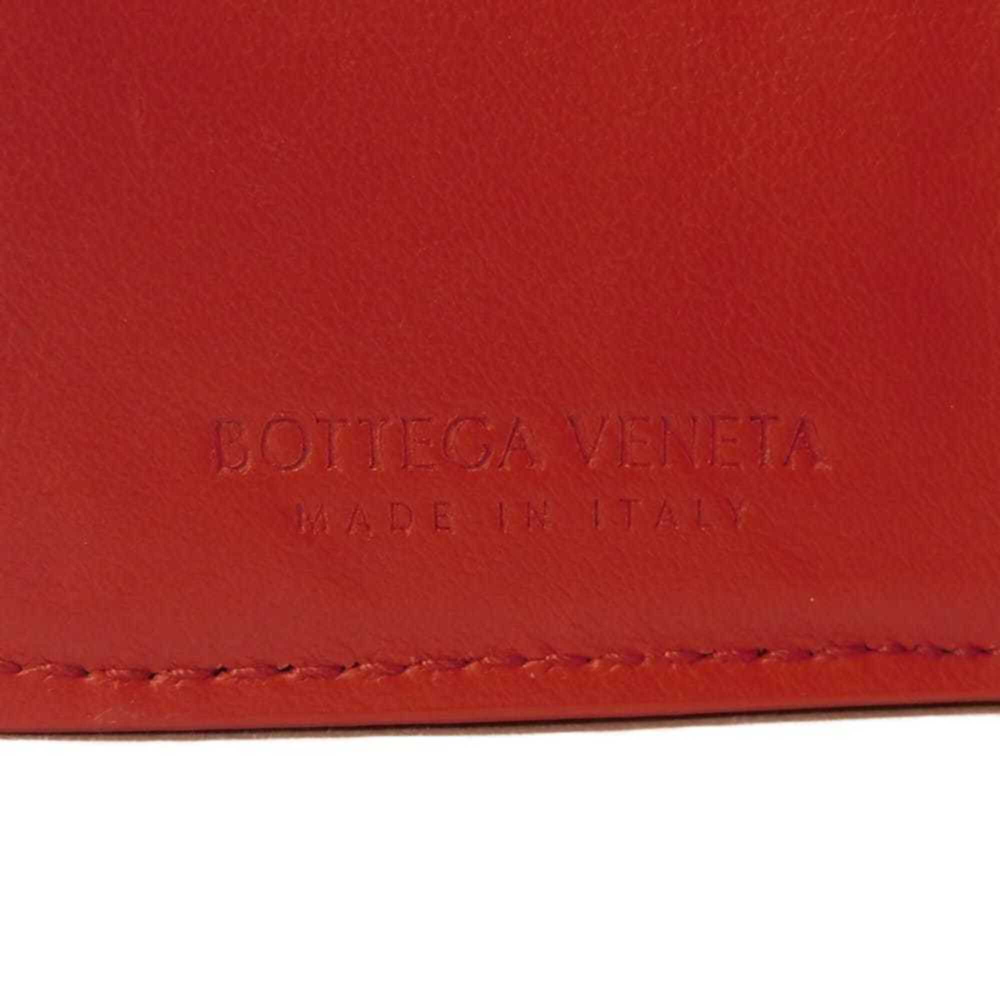 Bottega Veneta Red Color Leather Wallet (Tri-Fold) (Pre-Owned)