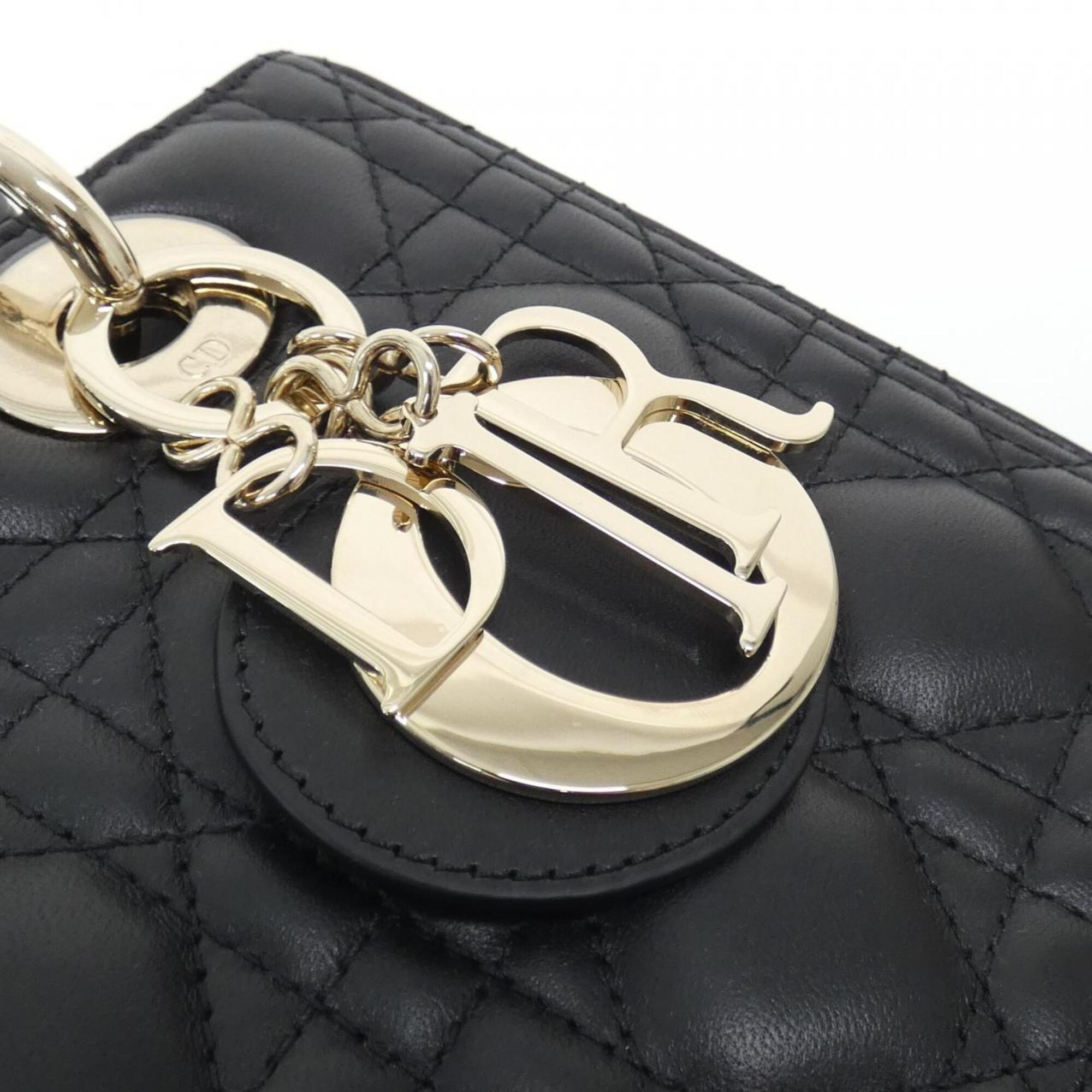 Christian Dior Lady Dior Black Leather Handbag (Pre-Owned)