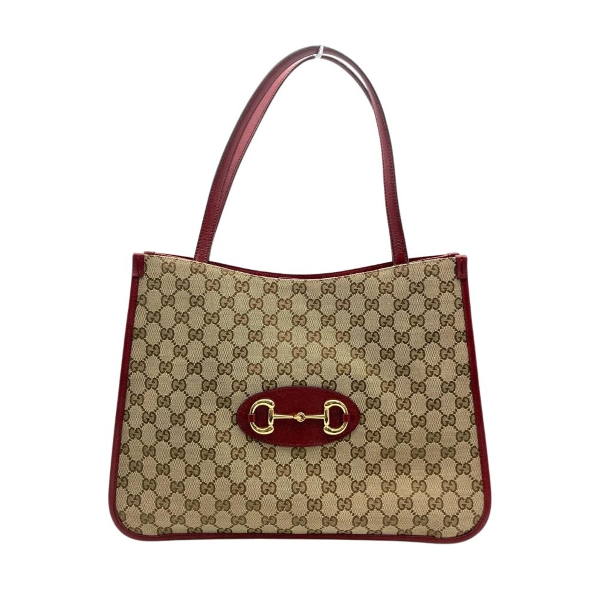Gucci Beige Gg Canvas Leather Tote Bag (Pre-Owned)