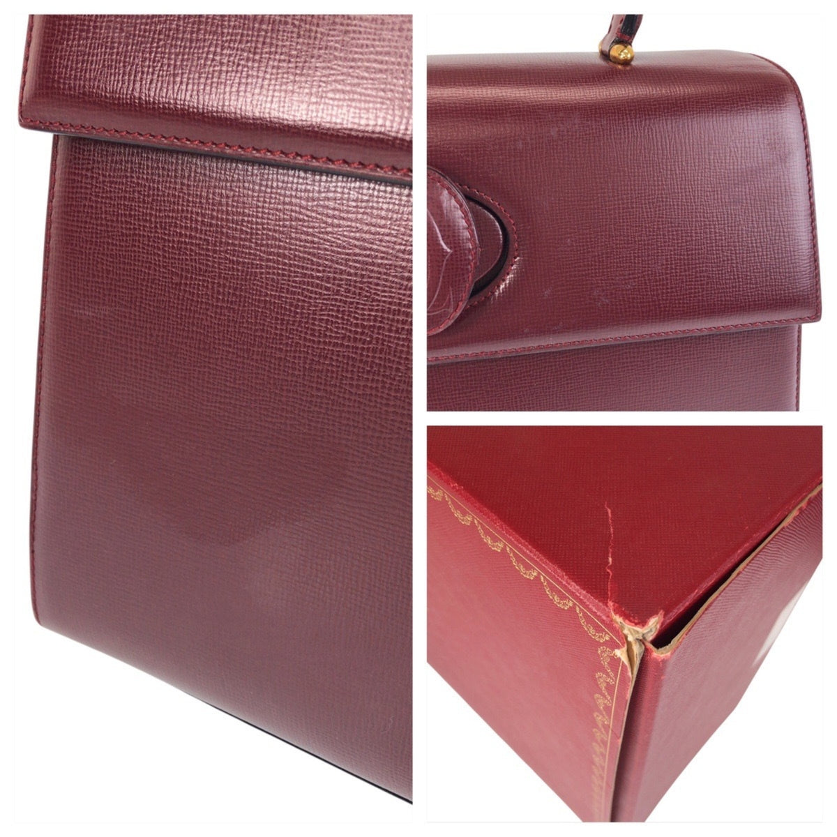 Cartier Bordeaux Leather Handbag (Pre-Owned)