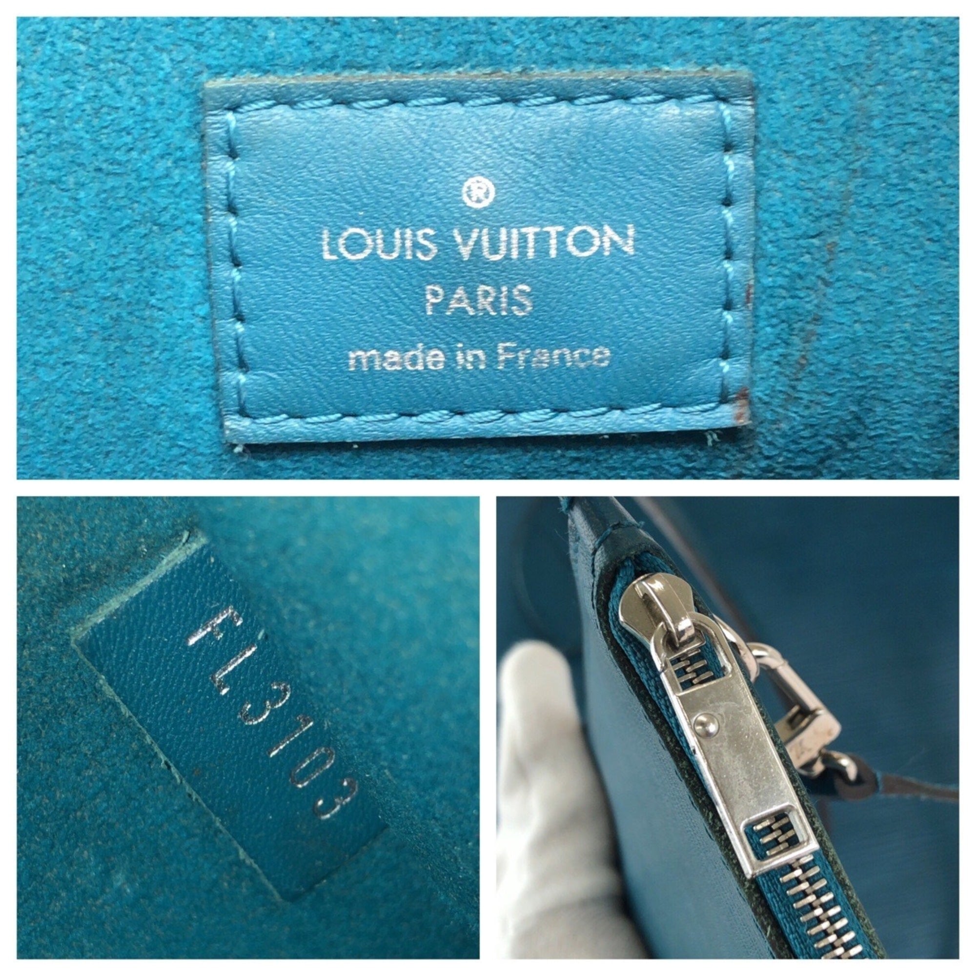 Louis Vuitton Blue Leather Pouch Shoulder Bag Tote Bag (Pre-Owned)