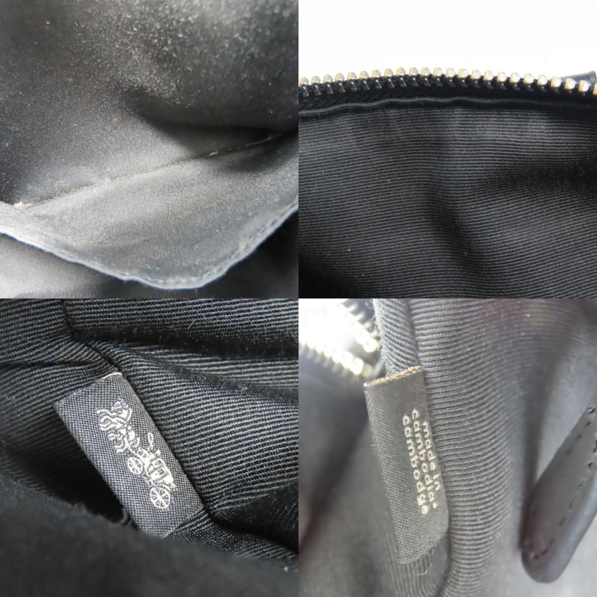 Coach Black Gray Leather Pvc Coated Canvas Handbag (Pre-Owned)