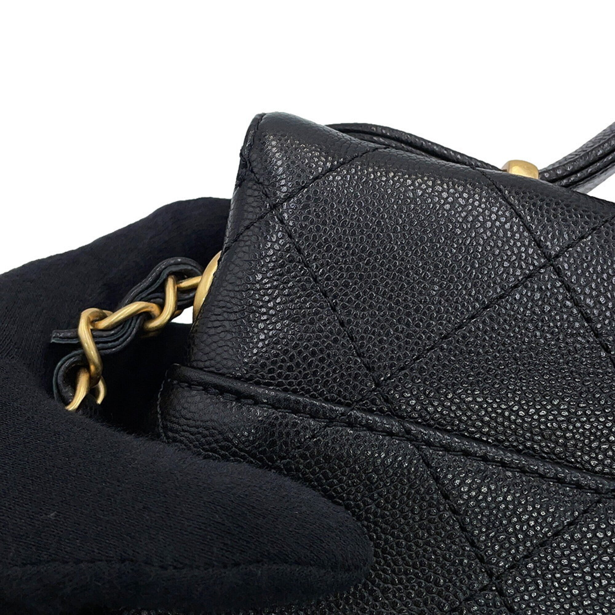 Chanel Matelasse Black Grained Calfskin Handbag Shoulder Bag (Pre-Owned)