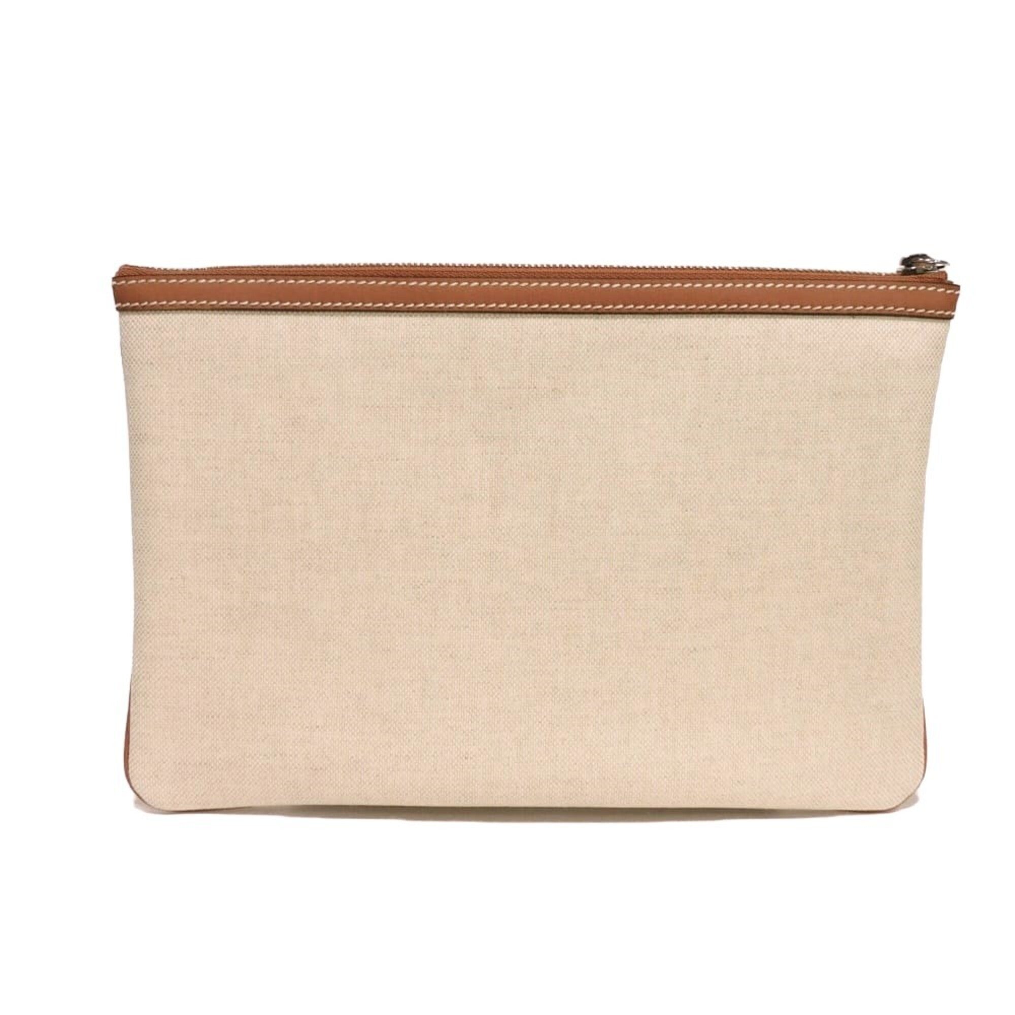 Gucci Beige Linen Clutch Bag Pouch (Pre-Owned)