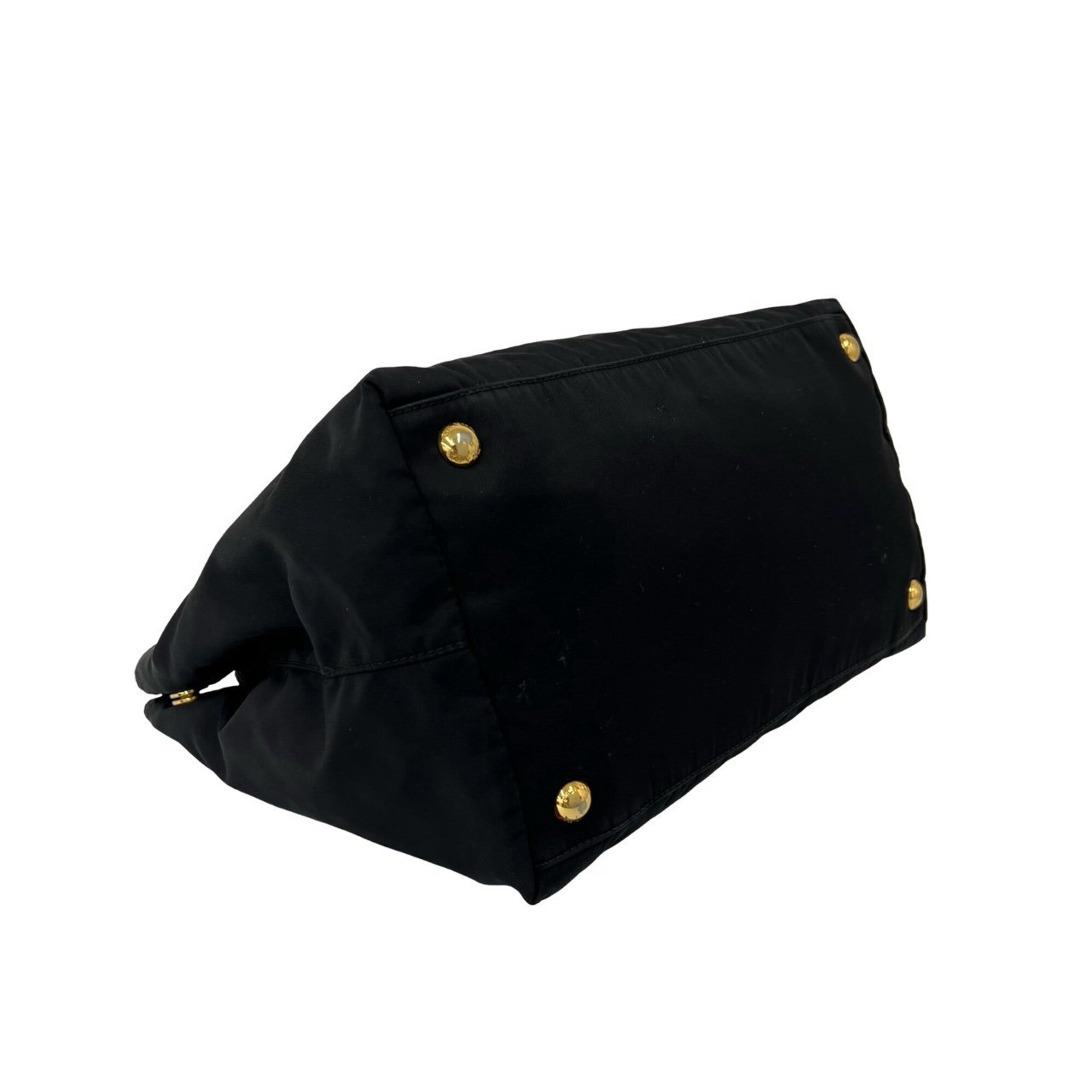 Prada Black Nylon Leather Handbag Shoulder Bag Tote Bag (Pre-Owned)