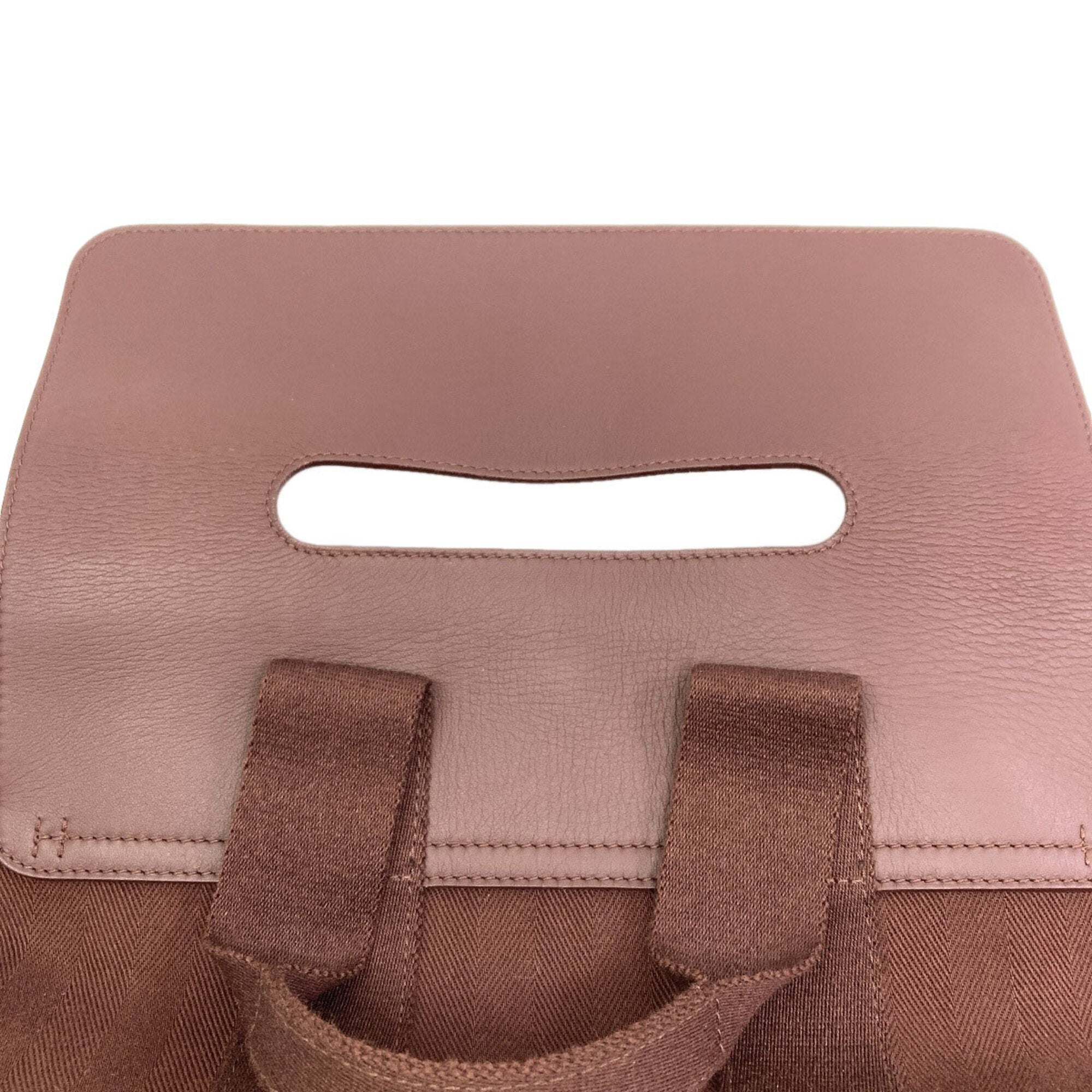 Hermes Dark Brown Canvas Handbag (Pre-Owned)