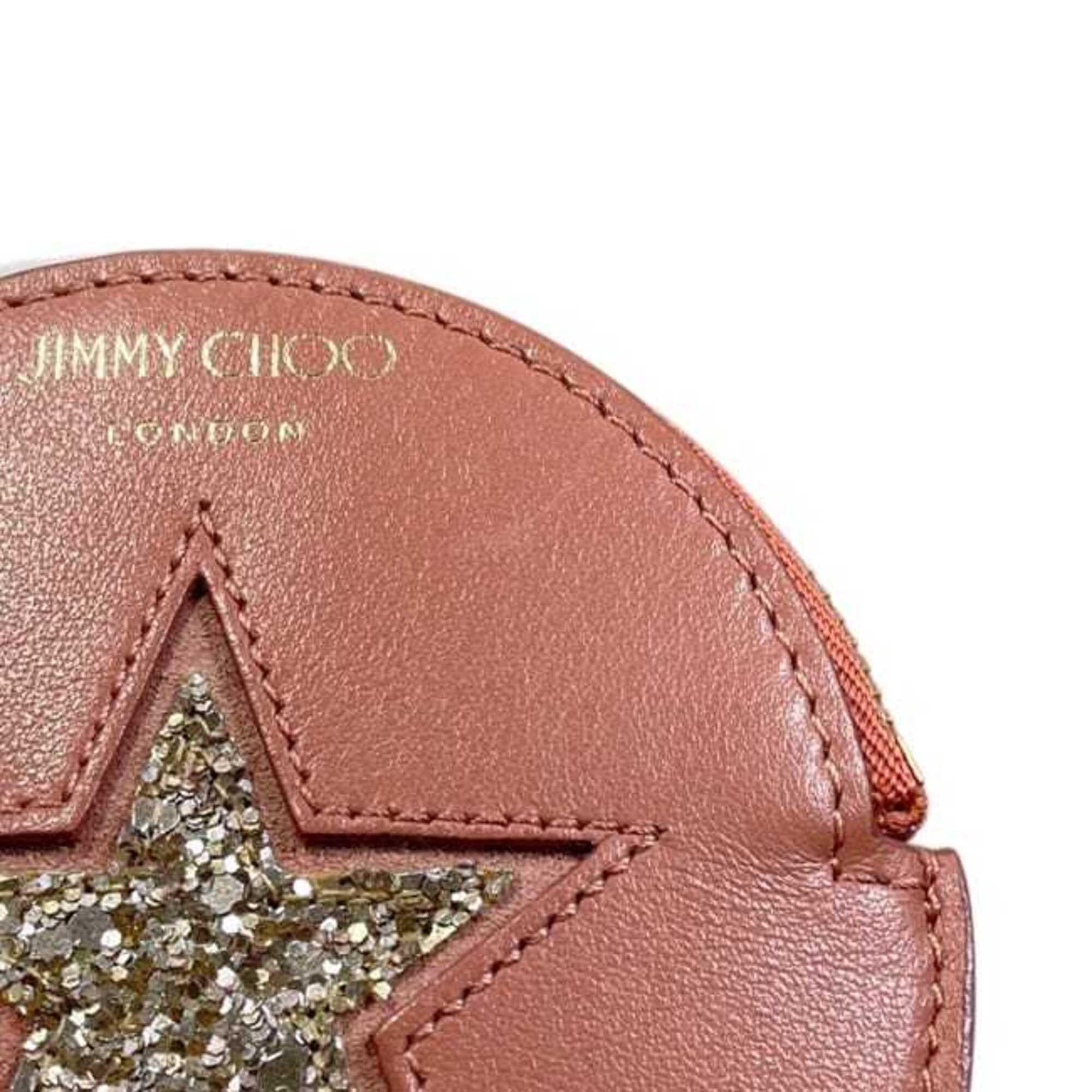Jimmy Choo Salmon Pink Leather Spangles Coin Purse/Coin Case (Pre-Owned)