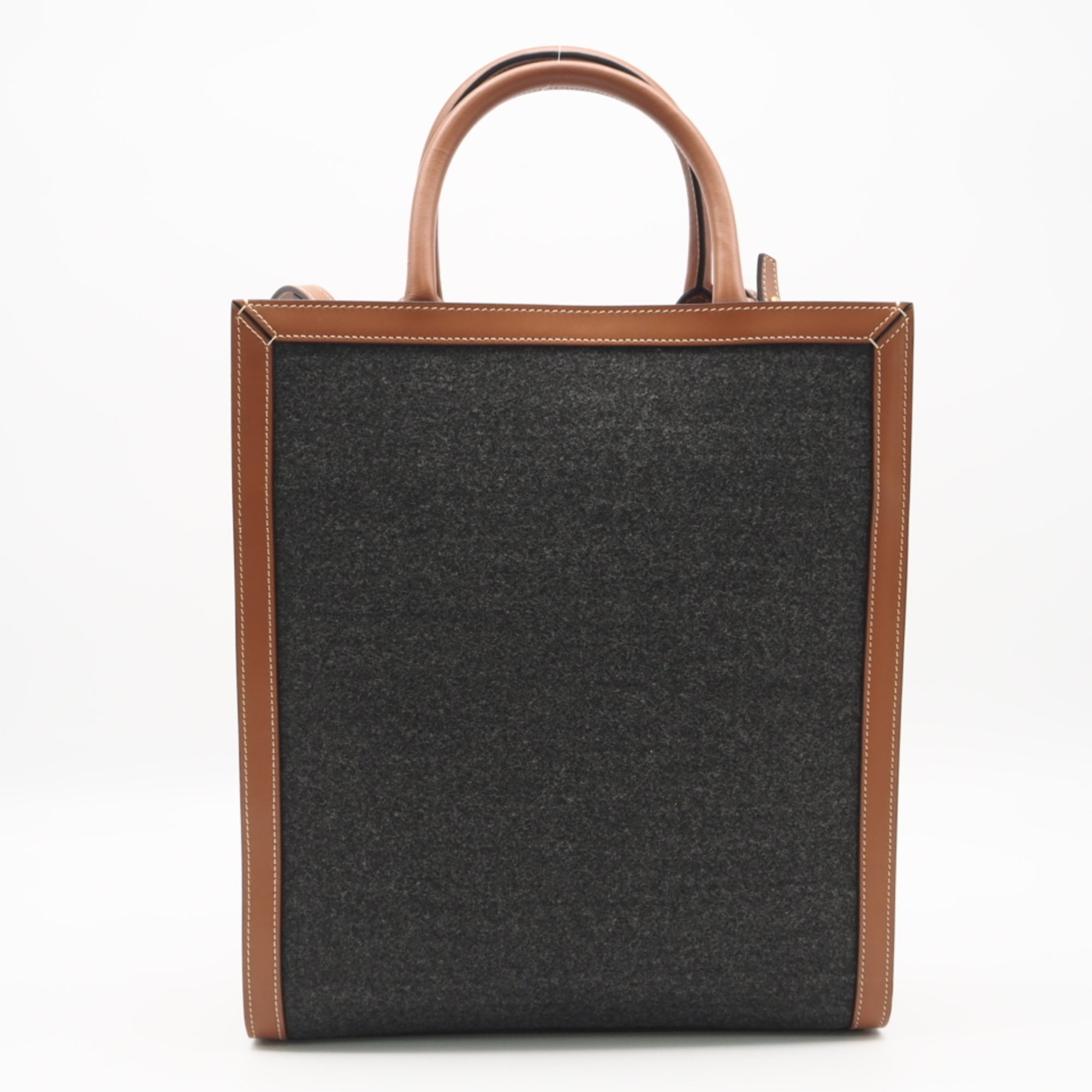 Celine Gray Brown Cotton Leather Handbag (Pre-Owned)