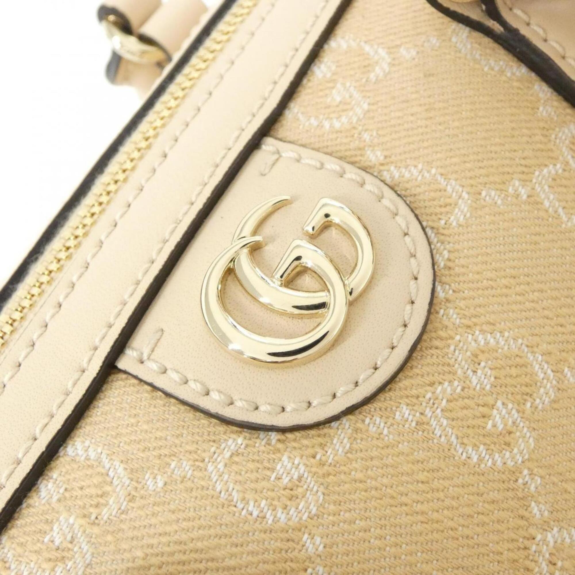 Gucci Light Beige Denim Leather Boston Bag (Pre-Owned)