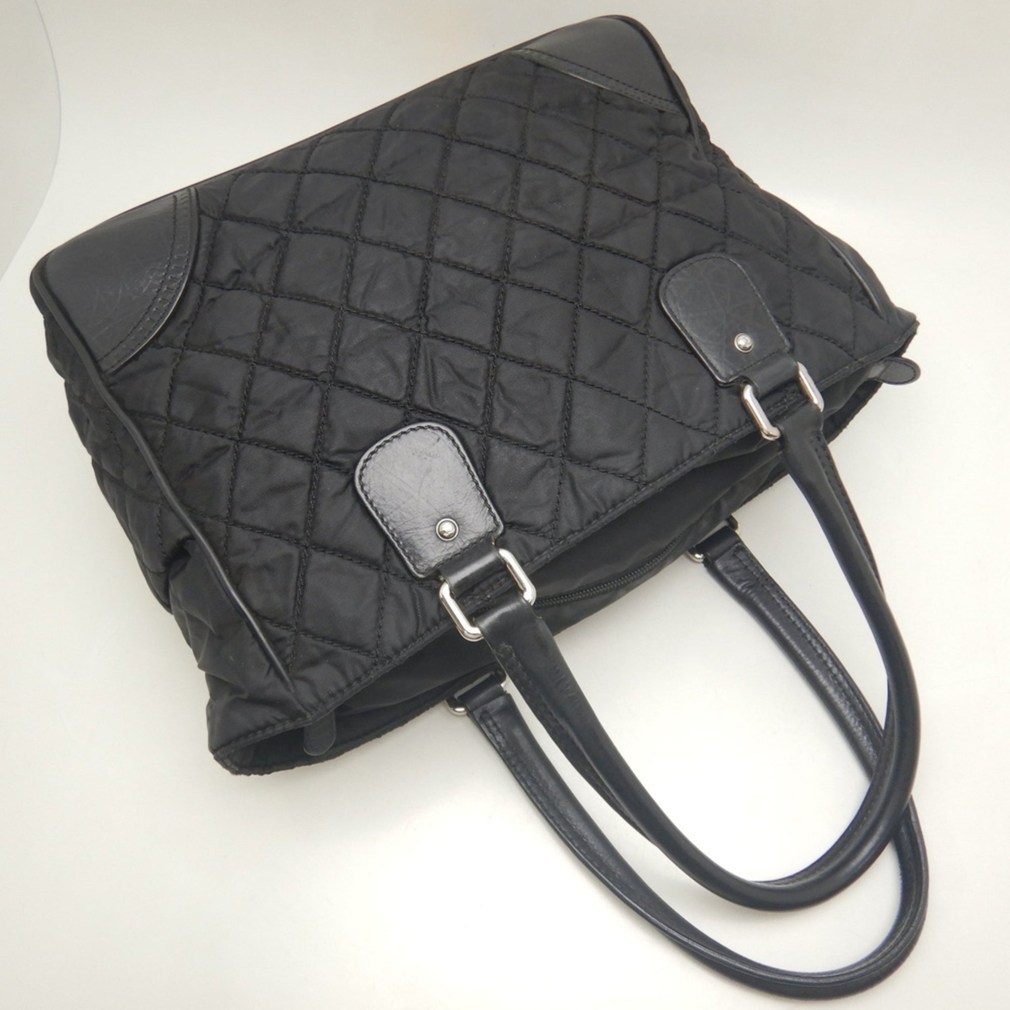 Chanel Black Nylon Leather Tote Bag (Pre-Owned)