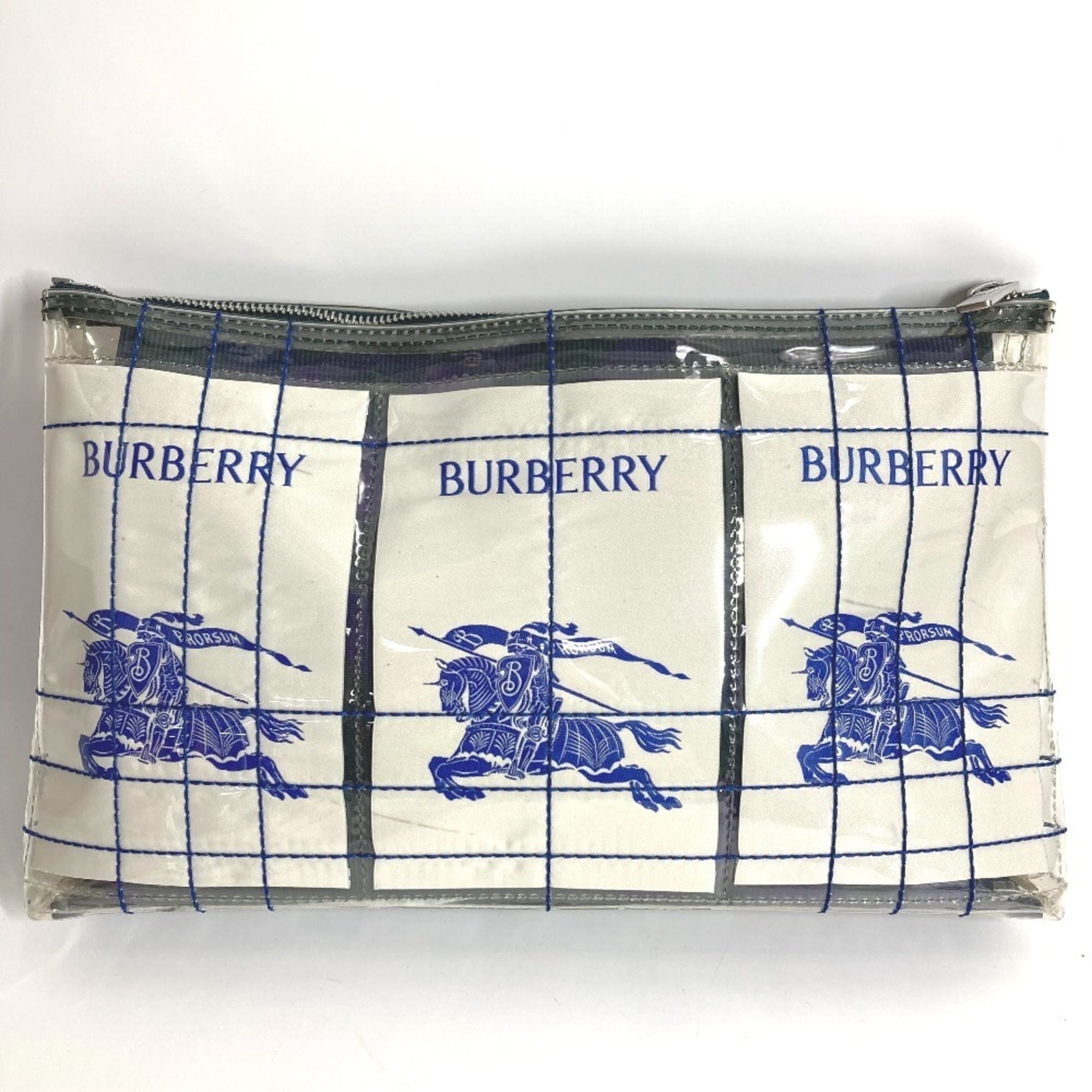 Burberry Blue Clear Vinyl Clutch Bag Handbag Pouch (Pre-Owned)