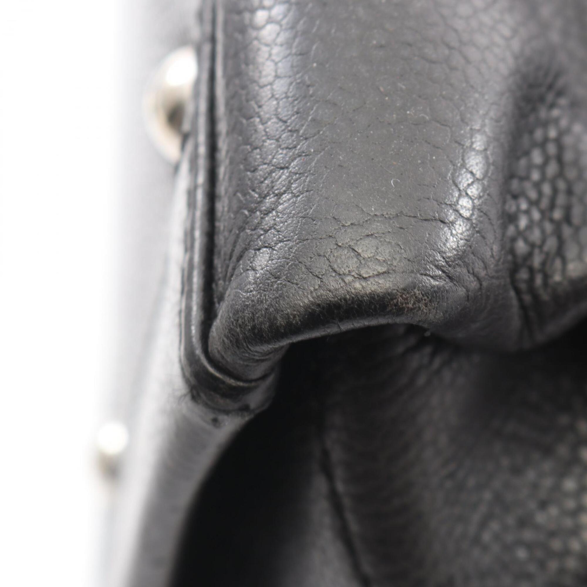 Chanel Black Grained Calfskin Handbag Pouch Tote Bag (Pre-Owned)