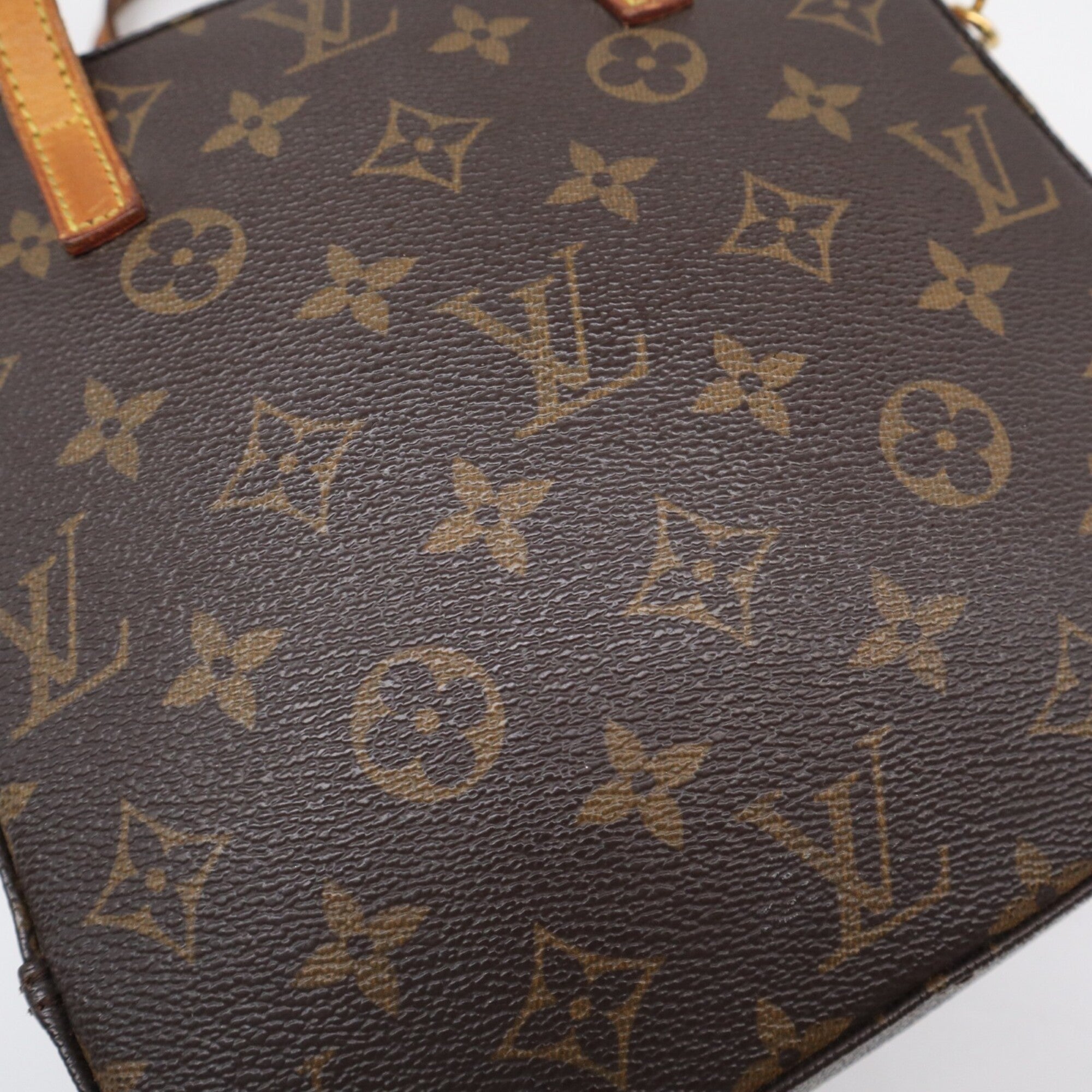 Louis Vuitton Monogram Beige Brown Coated Canvas Leather Handbag (Pre-Owned)