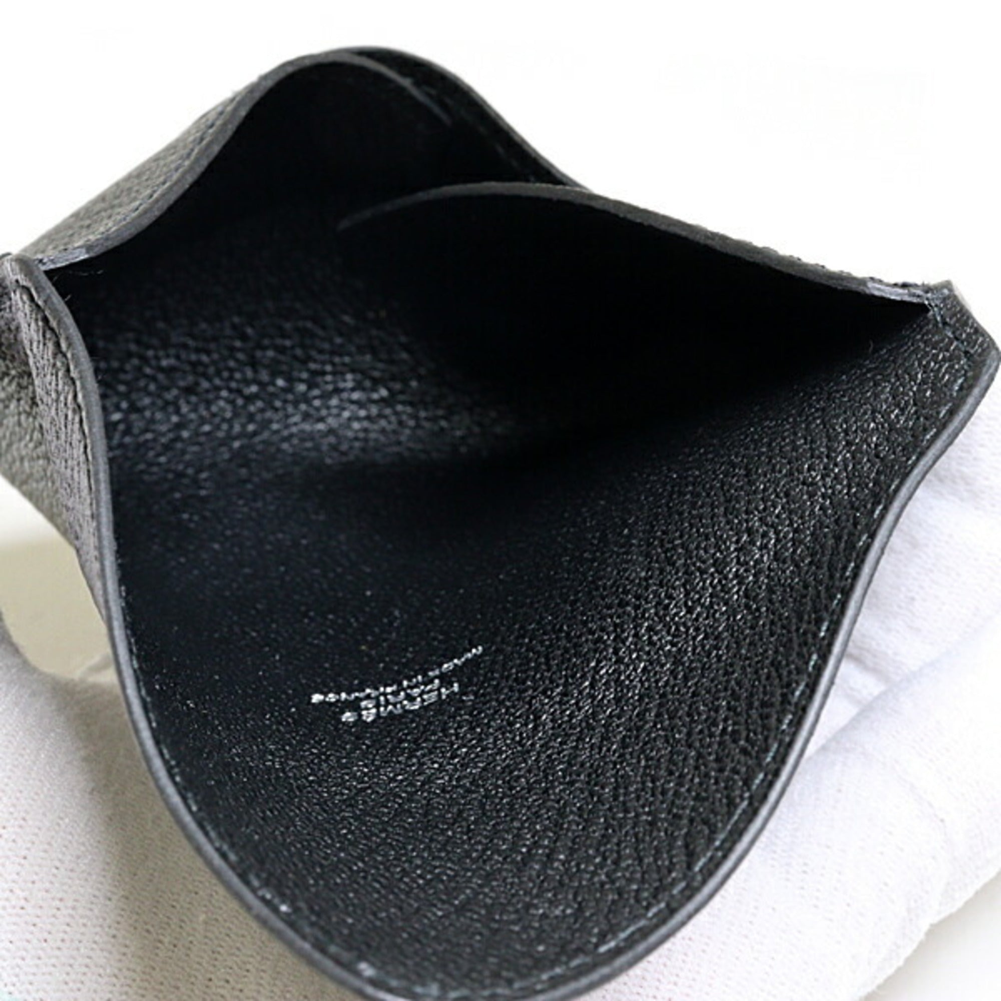 Hermes Kara Black Chevre Myzore Leather Pouch (Pre-Owned)