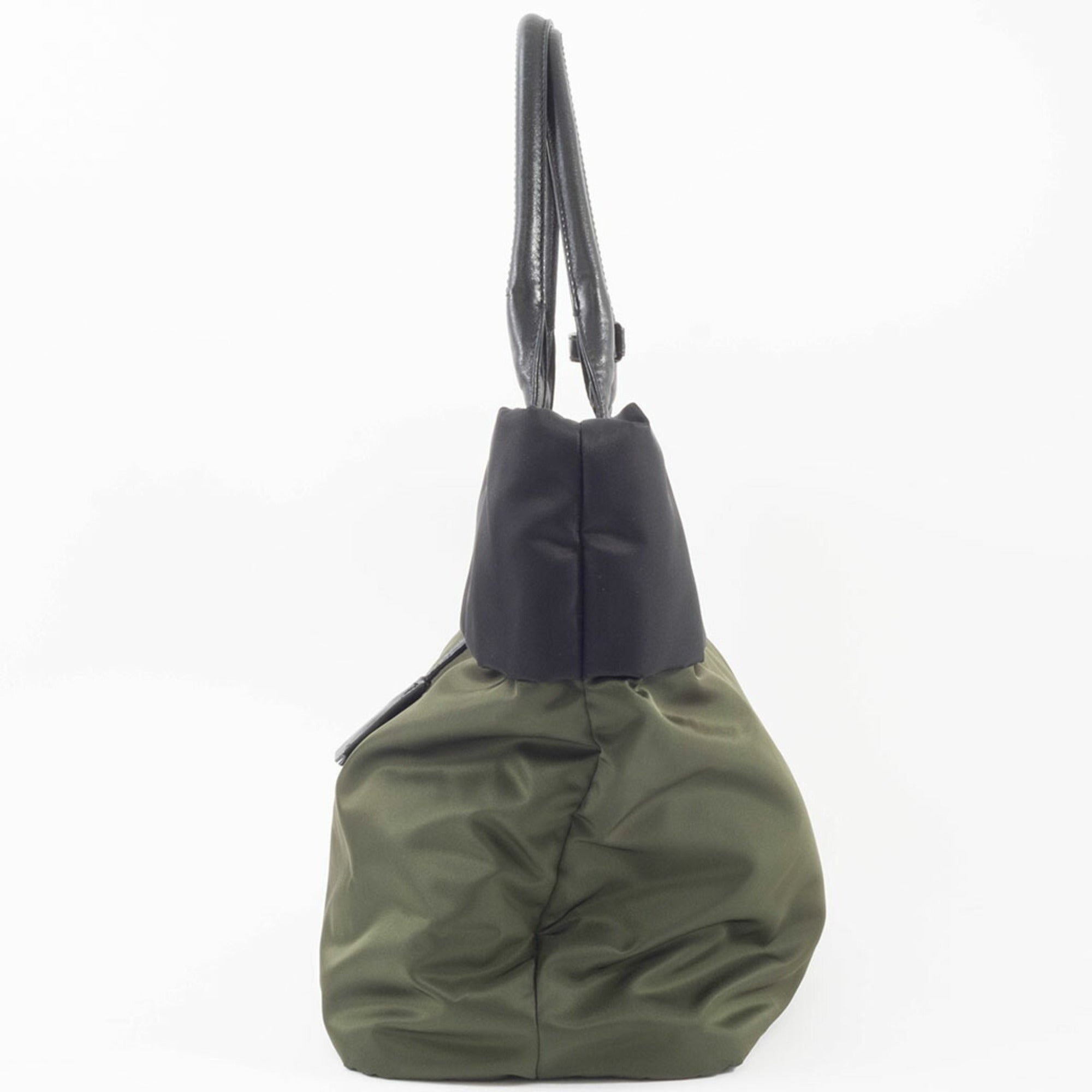 Prada Black Green Khaki Nylon Tote Bag (Pre-Owned)