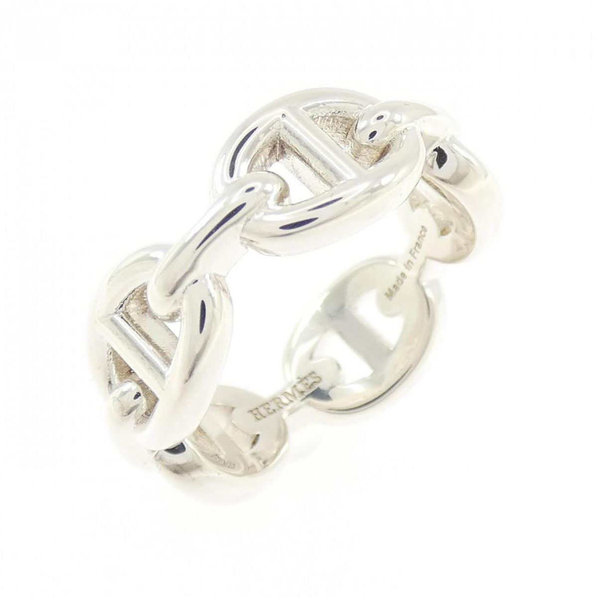 Hermes Silver 925 Band Ring (Pre-Owned)