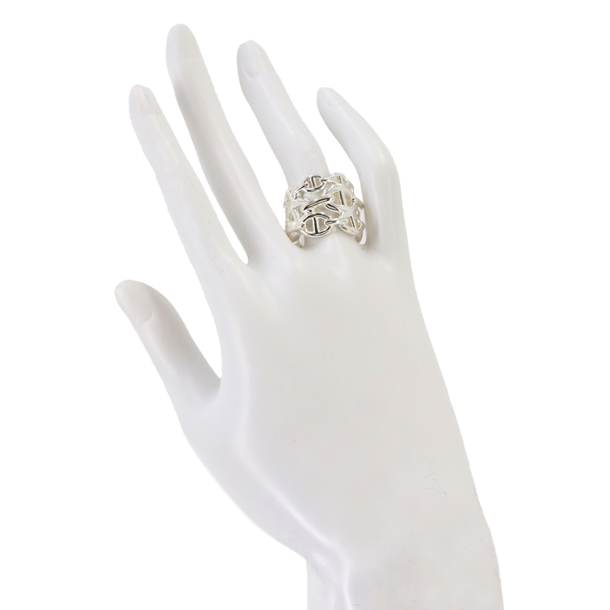 Hermes Silver Silver 925 Band Ring (Pre-Owned)