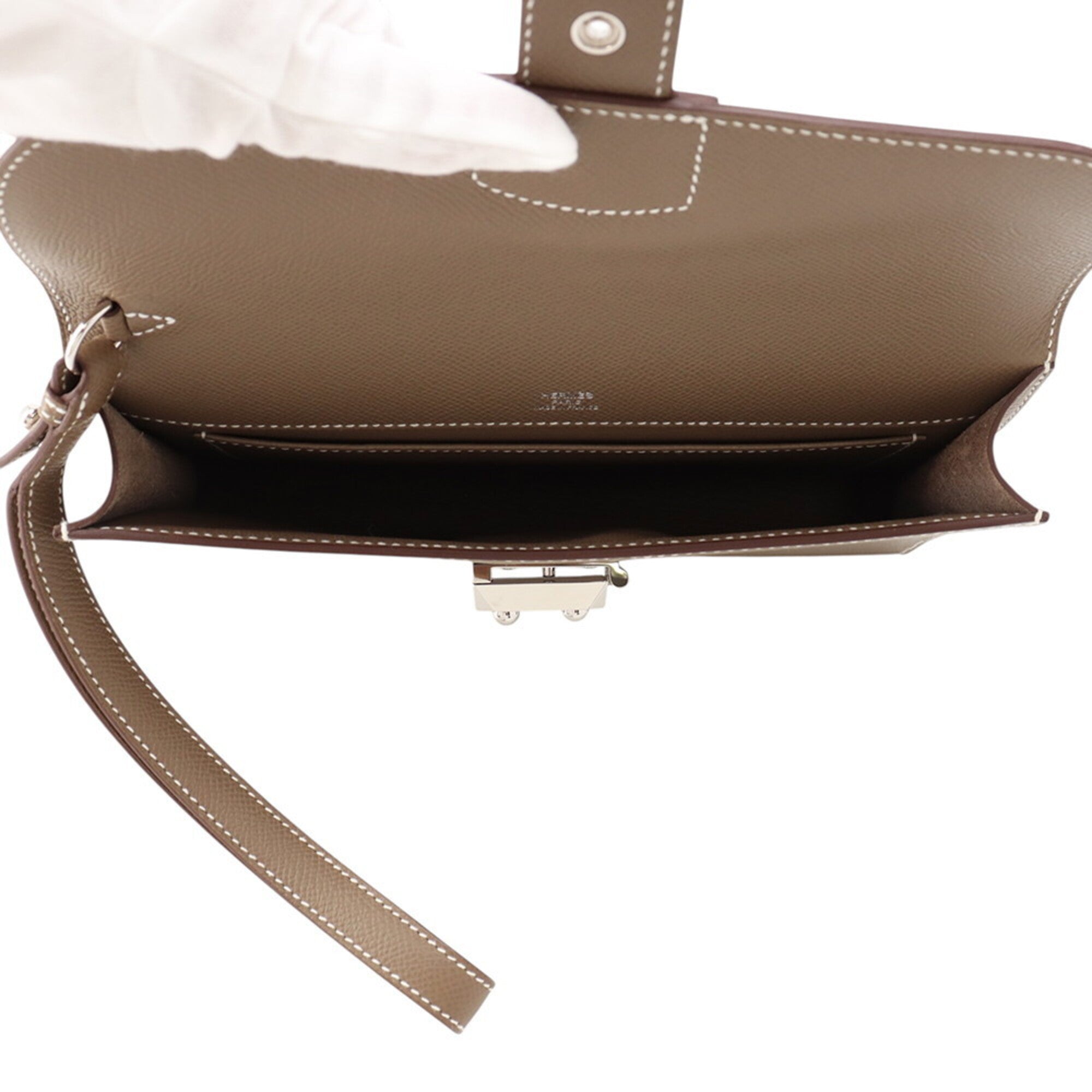 Hermes Etoupe Gray Epsom Leather Clutch Bag (Pre-Owned)