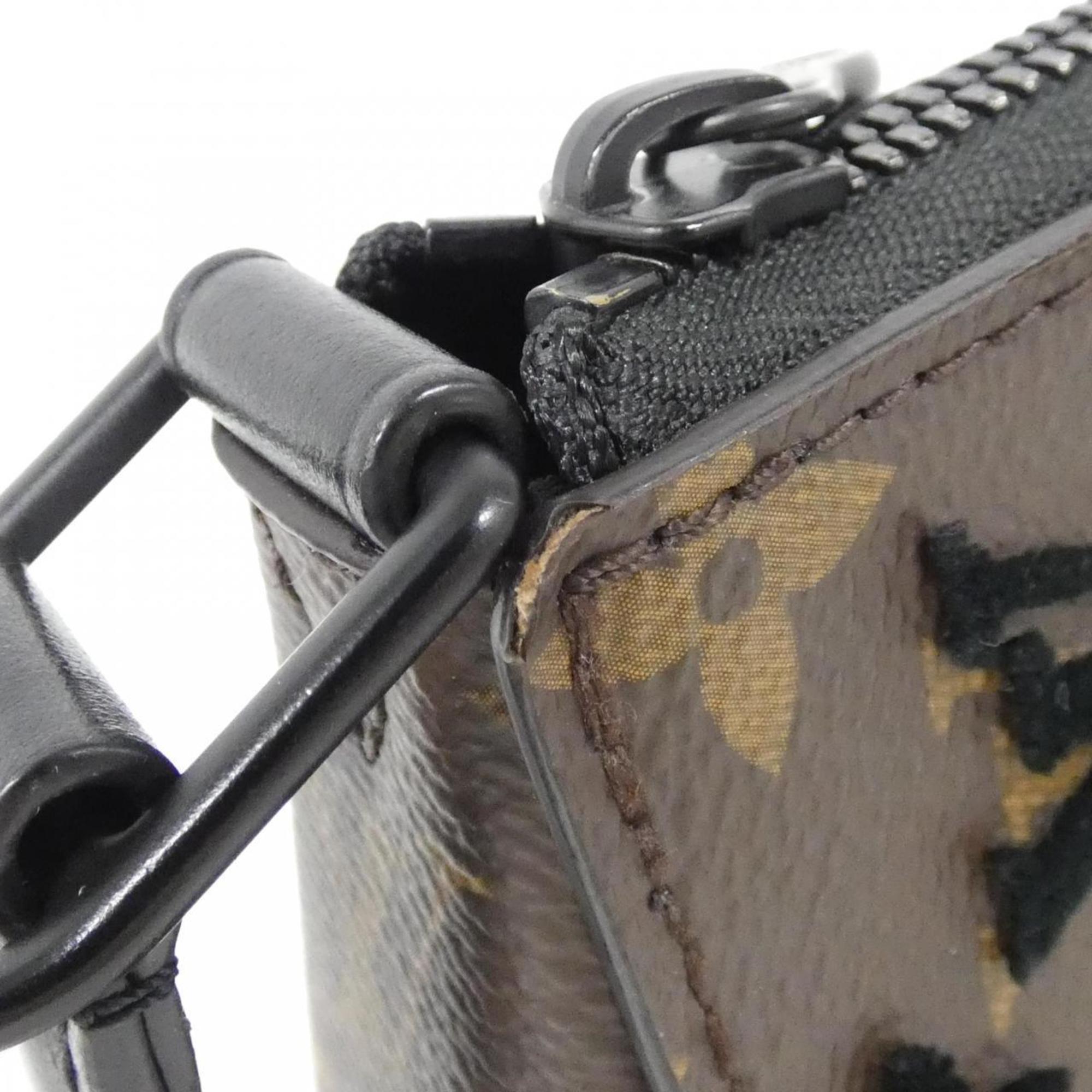 Louis Vuitton Black Brown Dark Brown Coated Canvas Shoulder Bag (Pre-Owned)