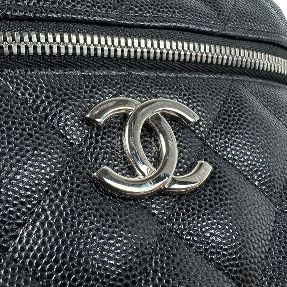 Chanel Black Grained Calfskin Shoulder Bag Vanity Bag (Pre-Owned)