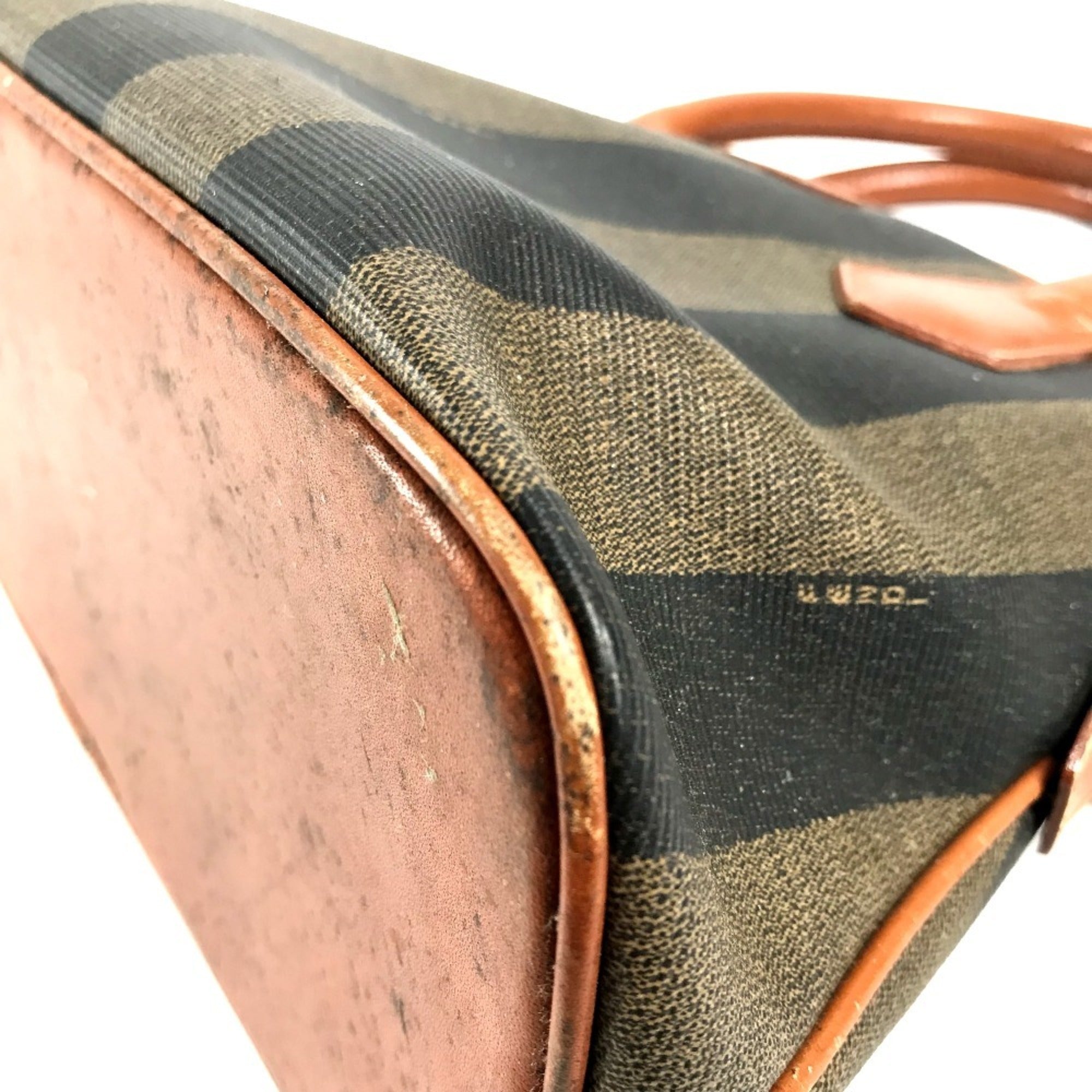 Fendi Pequin Brown Khaki Pvc Leather Handbag (Pre-Owned)