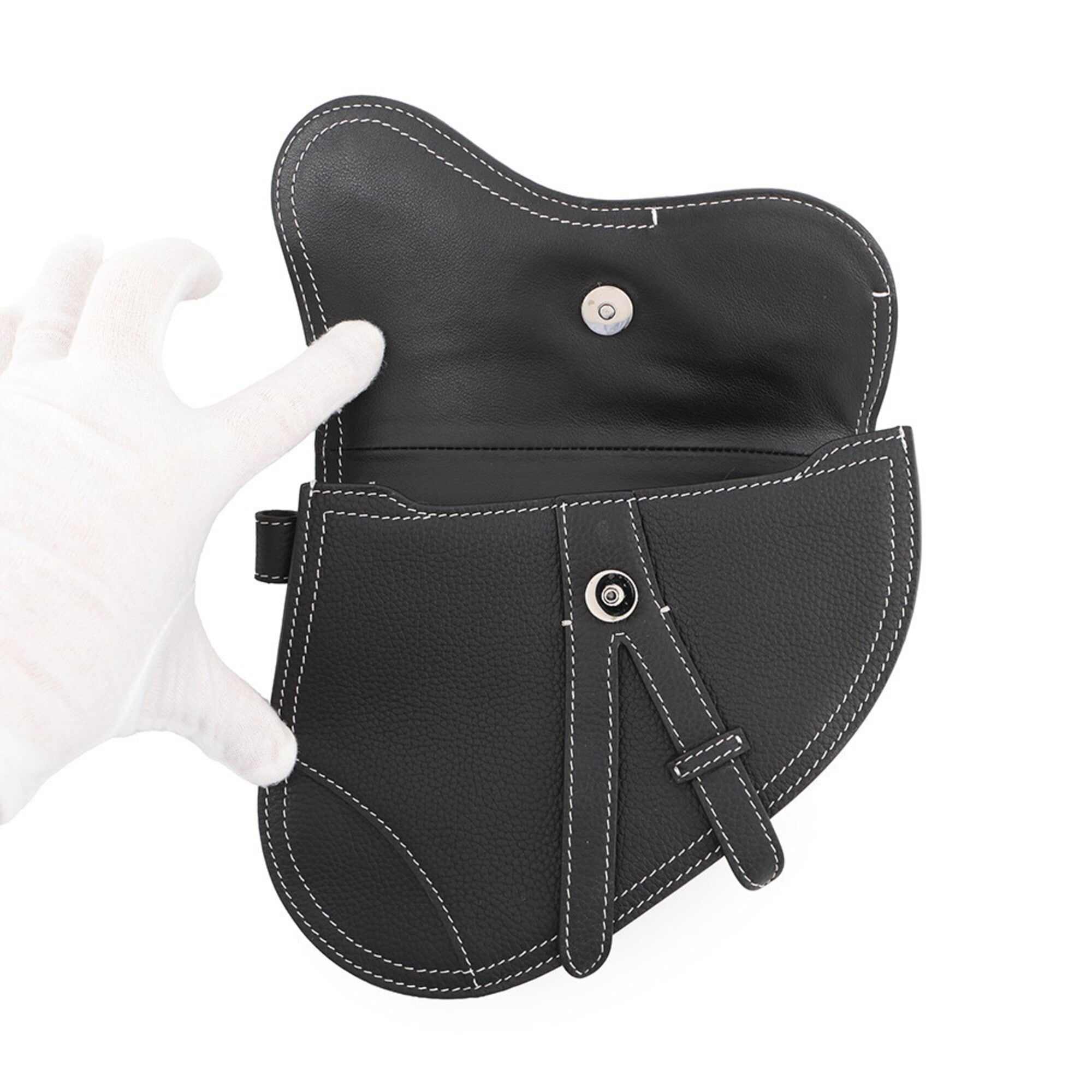 Christian Dior Black Leather Clutch Bag Handbag Saddle Bag (Pre-Owned)
